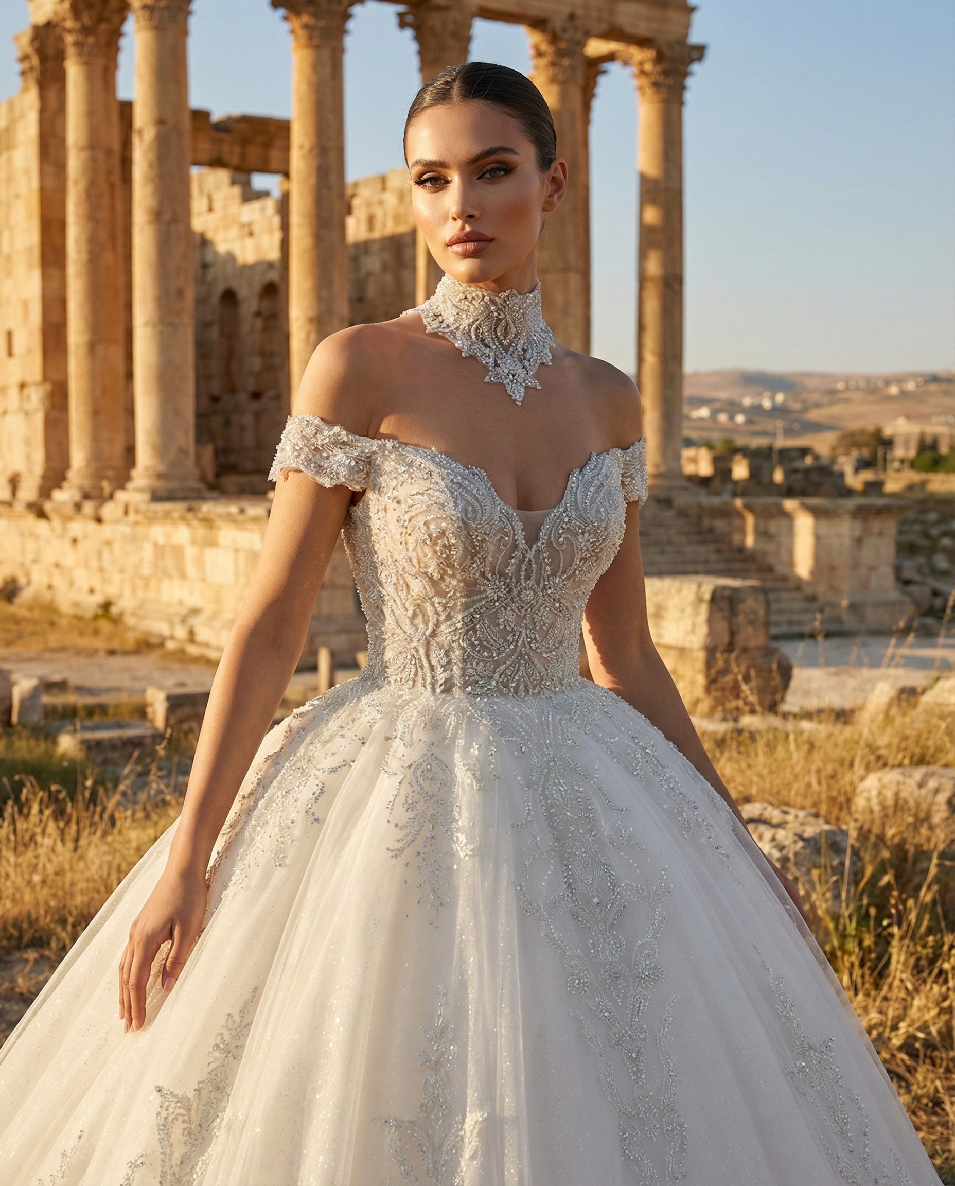 Abito da Sposa Principesco in Pizzo con Scollo a Cuore e Strascico Cattedrale | LUIGI BRUNO - Modello LBS414