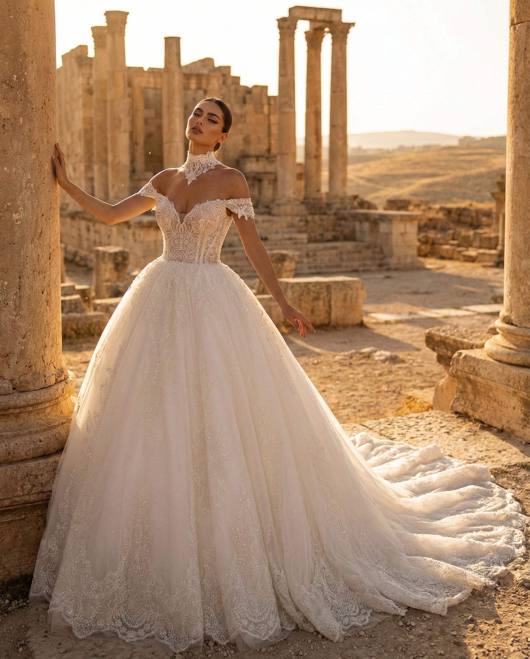 Abito da Sposa Principesco in Pizzo con Scollo a Cuore e Strascico Cattedrale | LUIGI BRUNO - Modello LBS414