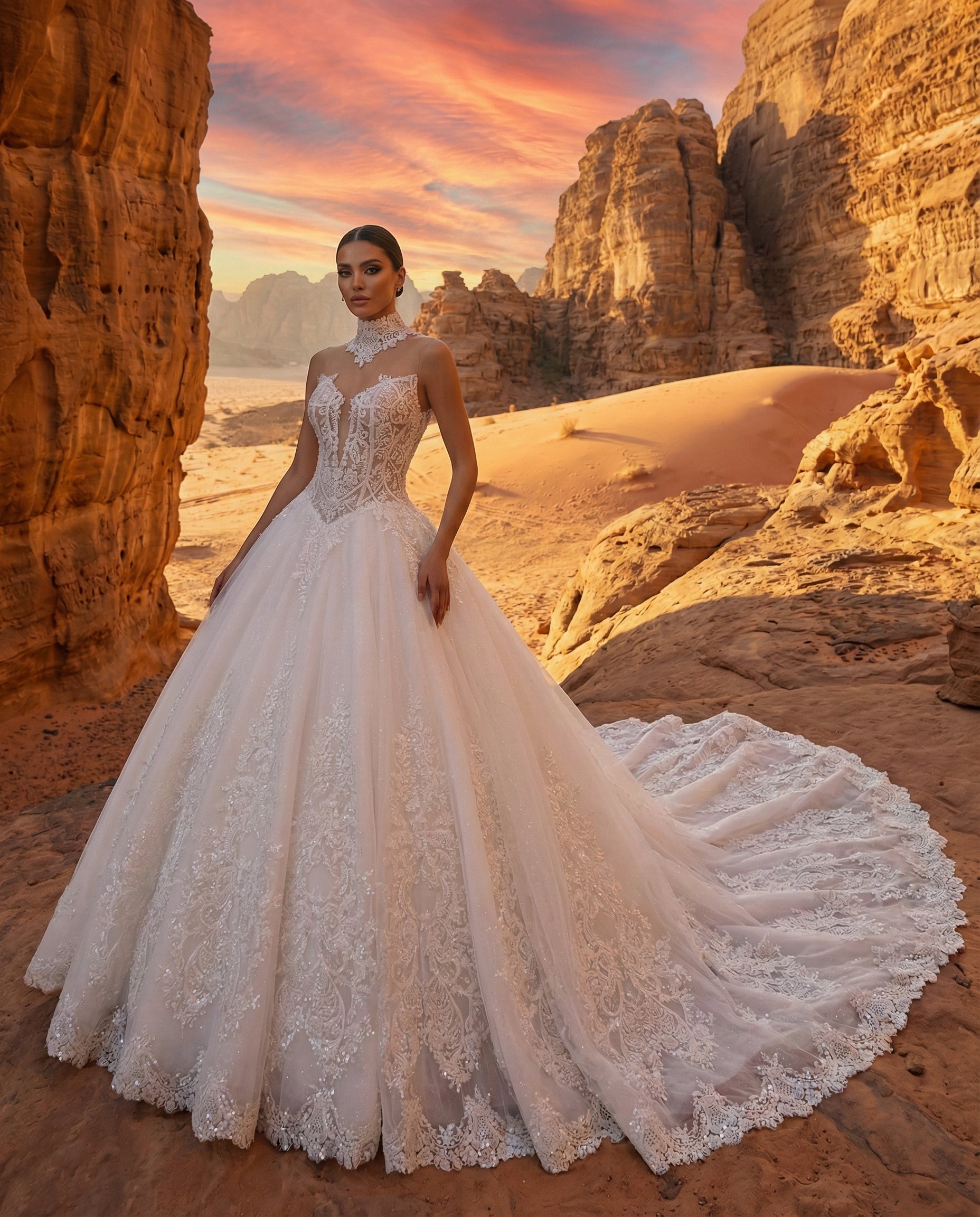 Abito da Sposa Principessa con Scollo Illusione e Strascico Reale - LUIGI BRUNO - MODELLO LBS416