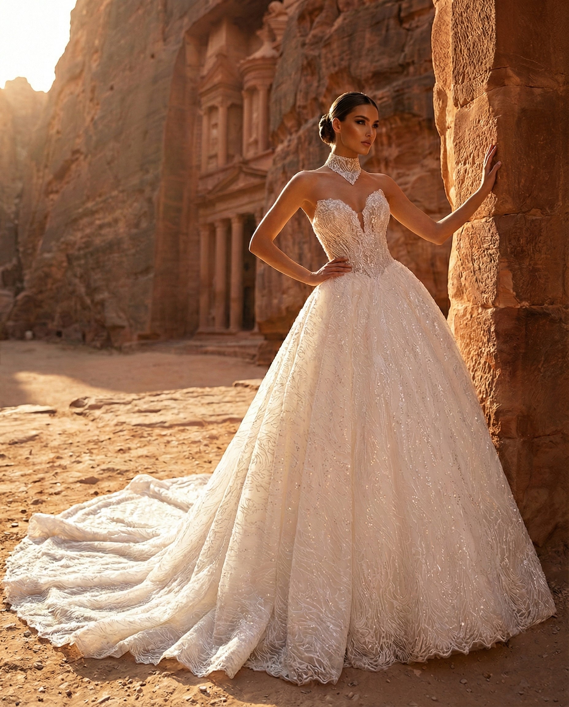 Abito da Sposa Modello Principessa in Tulle Scintillante con Scollo a Cuore - LUIGI BRUNO - Modello LBS 417