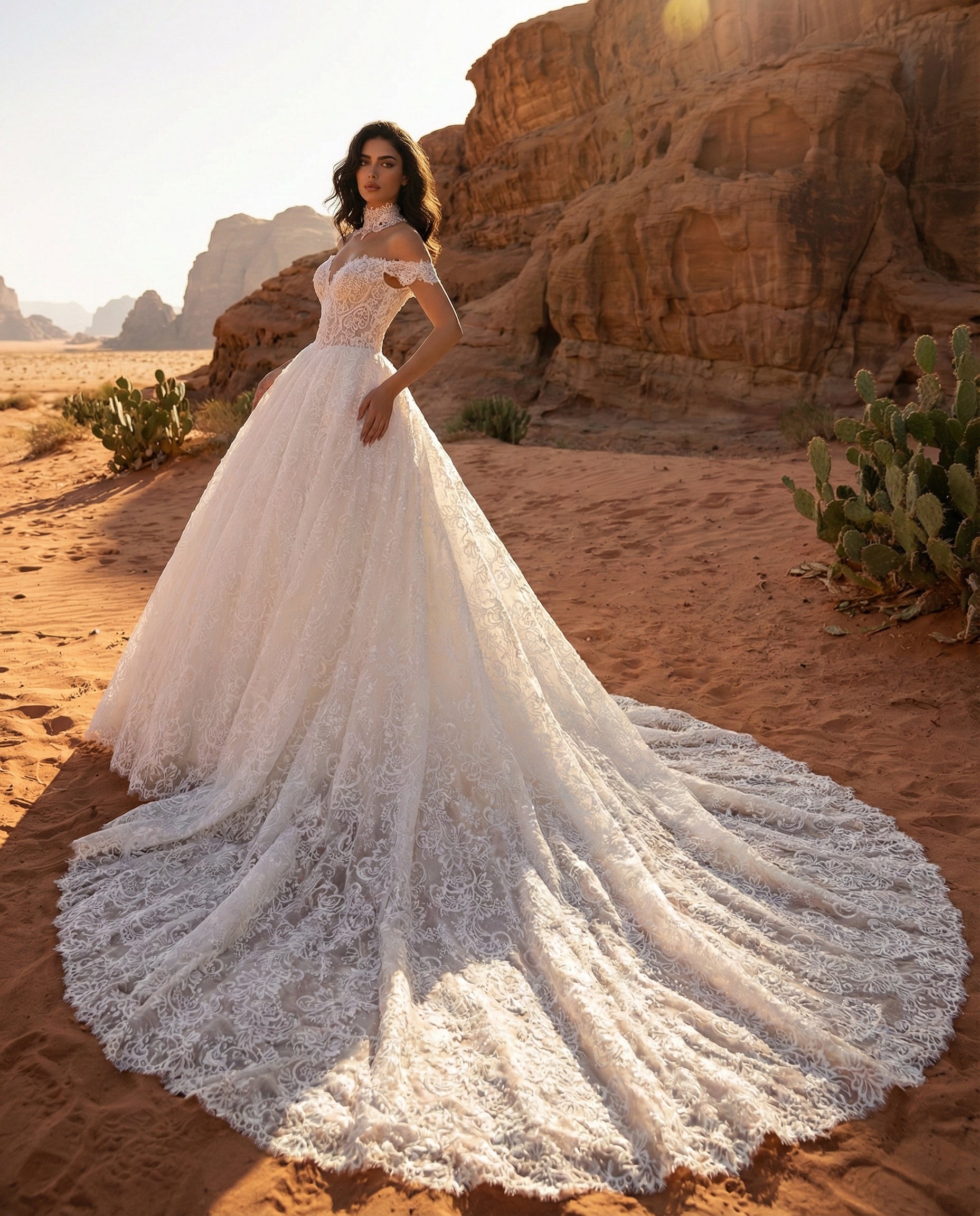 Abito da Sposa in Pizzo con Strascico Cattedrale | LUIGI BRUNO Modello LBS 418