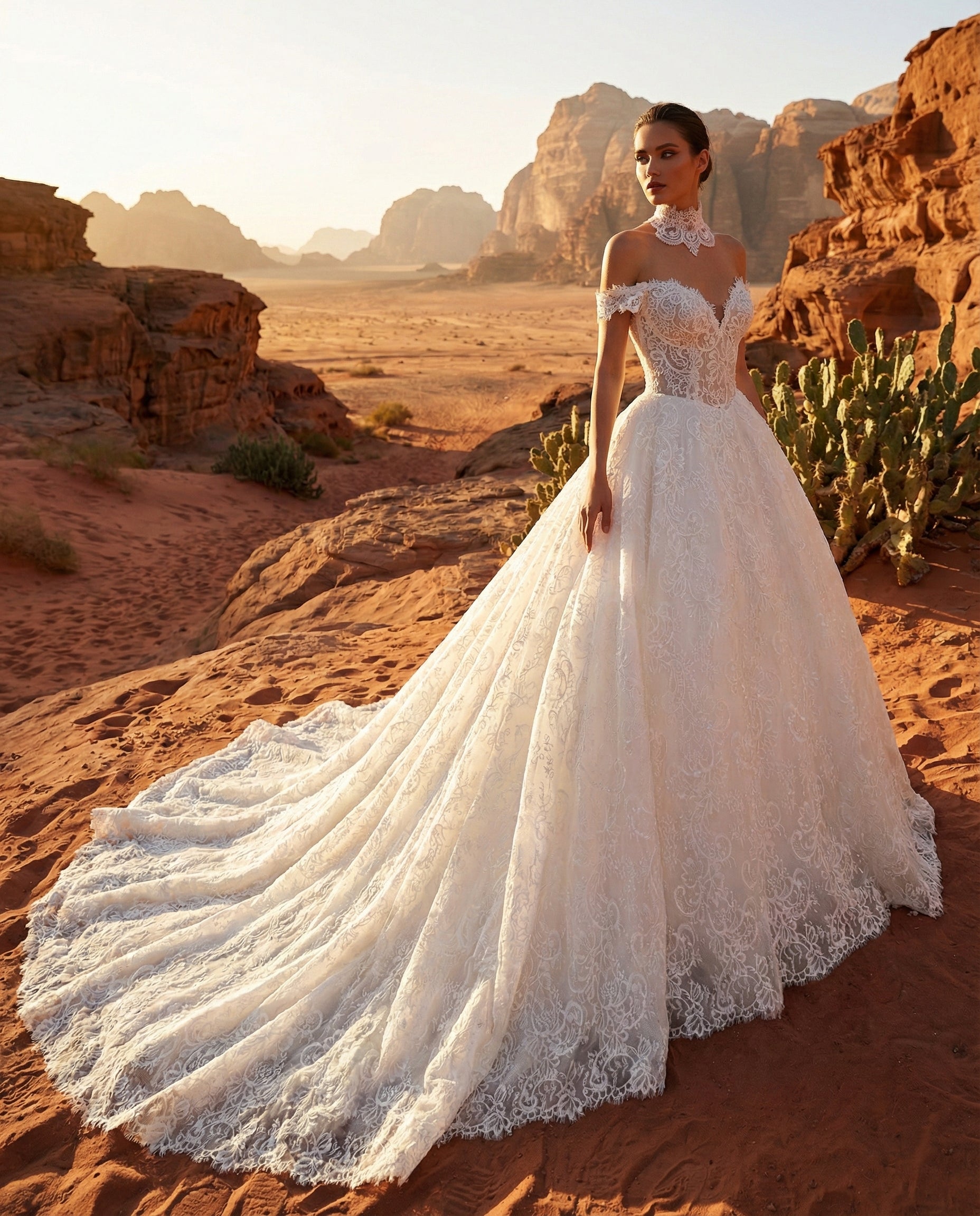 Abito da Sposa in Pizzo con Strascico Cattedrale | LUIGI BRUNO Modello LBS 418