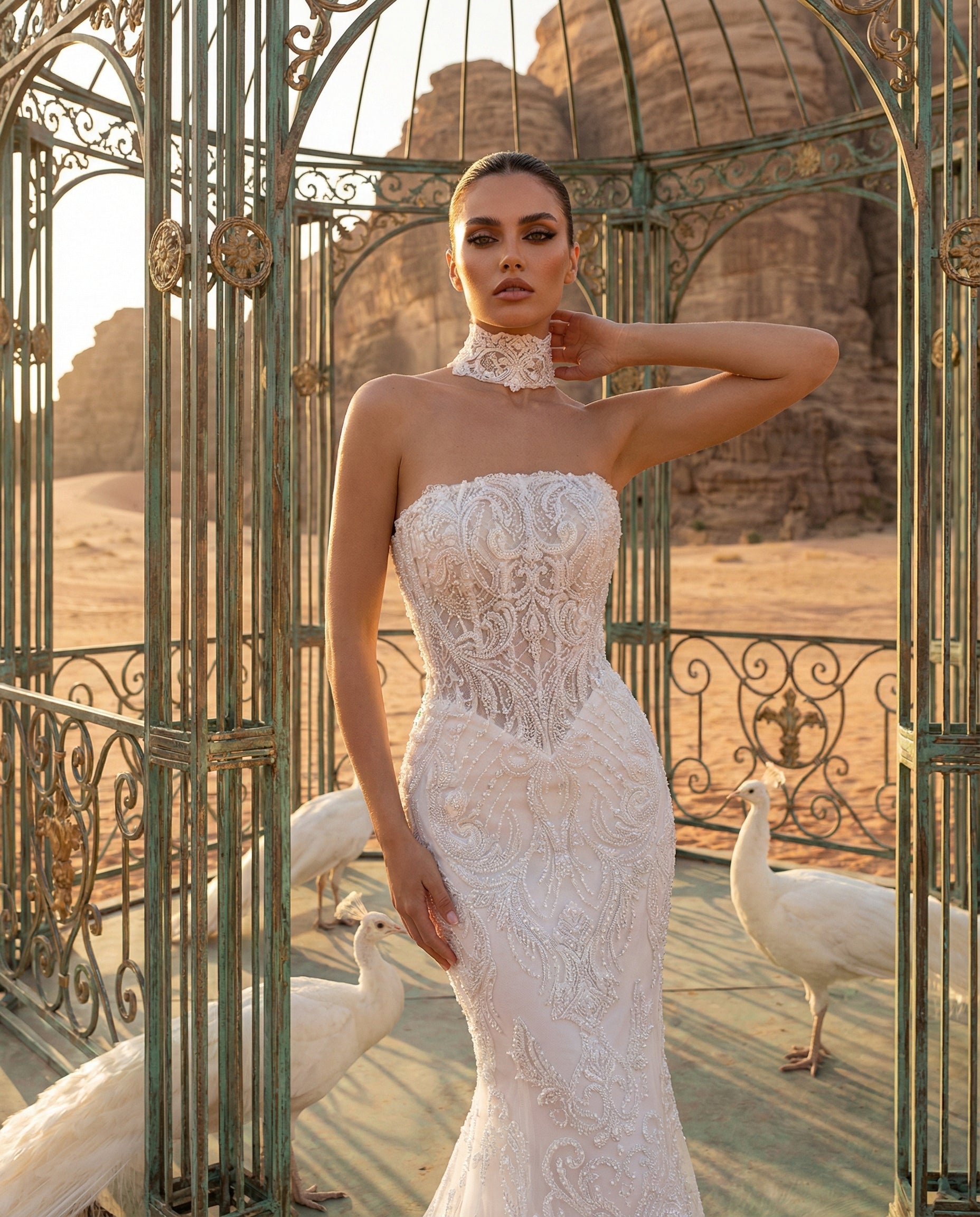 Abito da Sposa a Sirena Haute Couture con Ricami in Pizzo e Strascico Cattedrale - LUIGI BRUNO - MODELLO LBS419