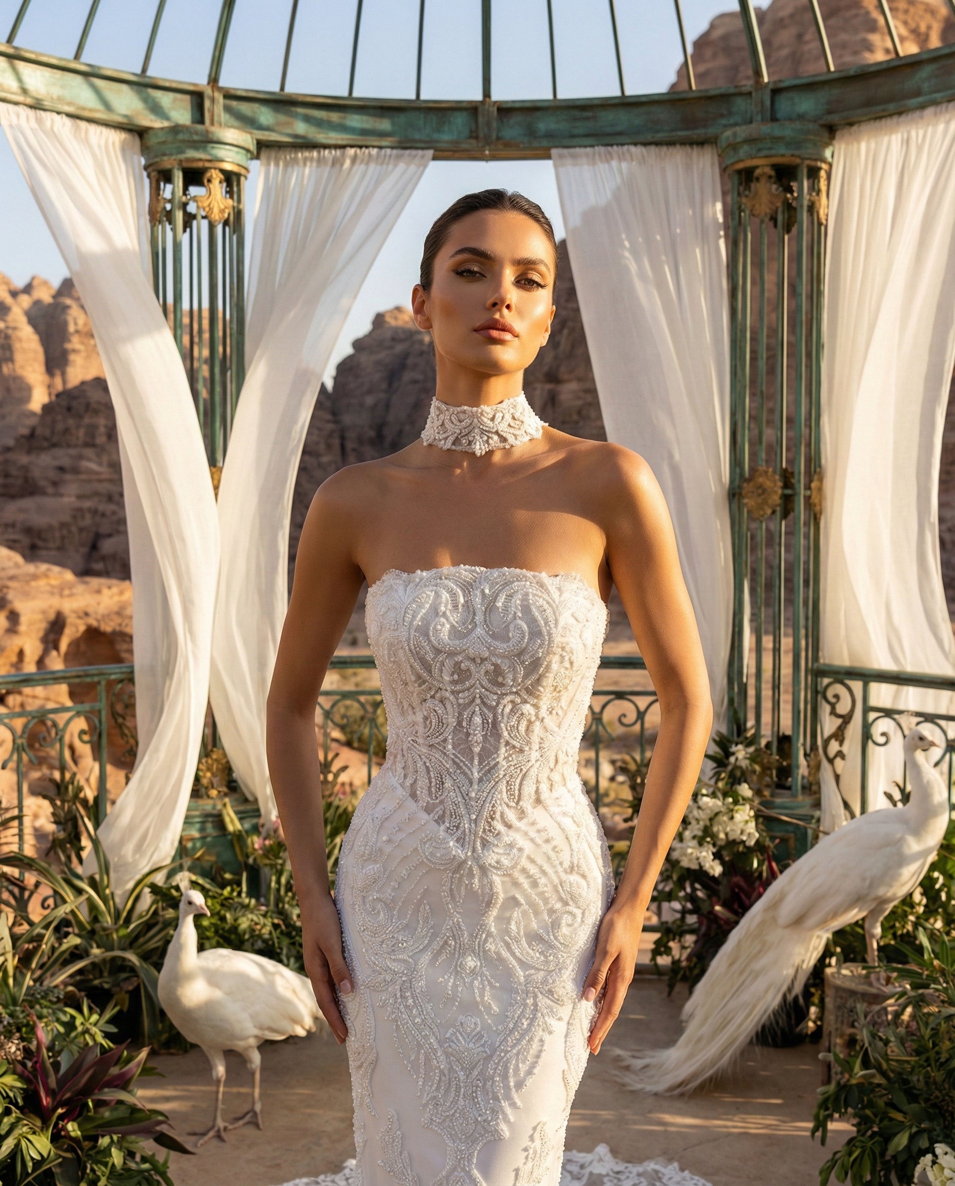 Abito da Sposa a Sirena Haute Couture con Ricami in Pizzo e Strascico Cattedrale - LUIGI BRUNO - MODELLO LBS419