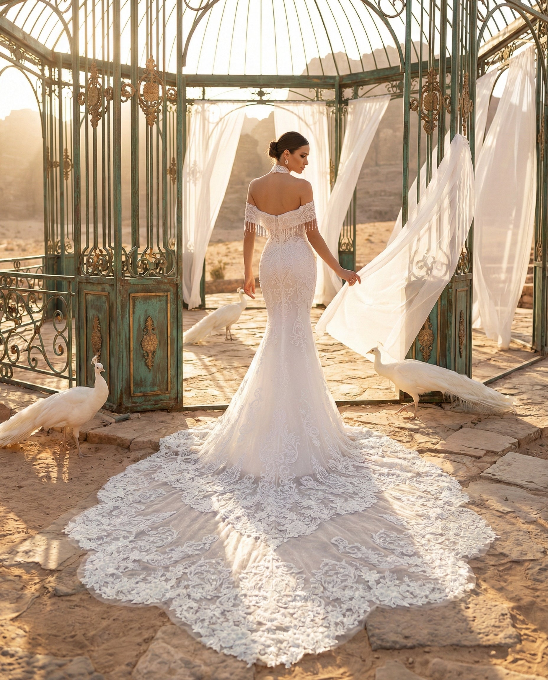 Abito da Sposa a Sirena Lusso con Ricami Preziosi e Strascico Cattedrale - LUIGIBRUNO - MODELLO LBS431