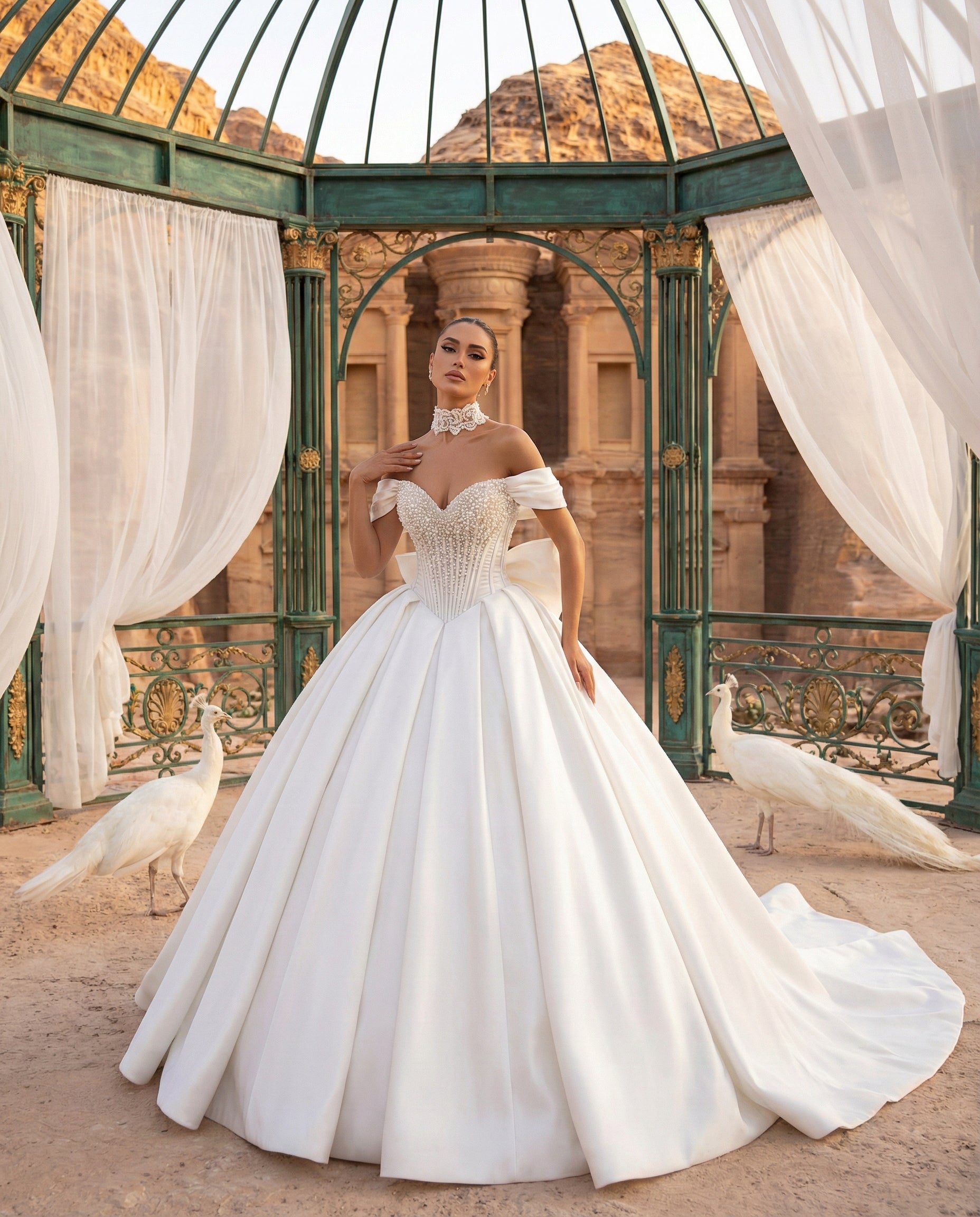 Abito Sposa Romantico in Mikado principesco con Bustier Gioiello - LUIGI BRUNO - LBS 443
