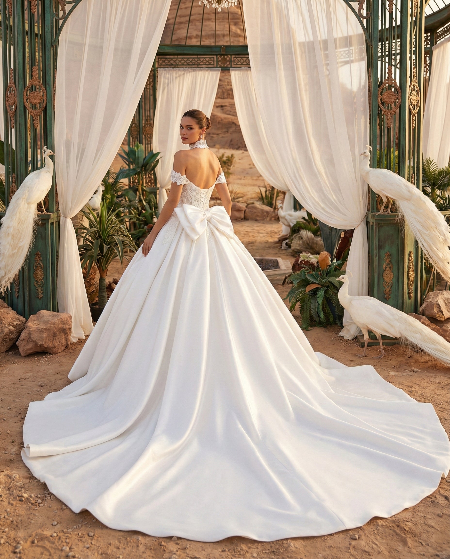 Abito Sposa Romantico in Mikado principesco con Bustier Gioiello - LUIGI BRUNO - LBS 443