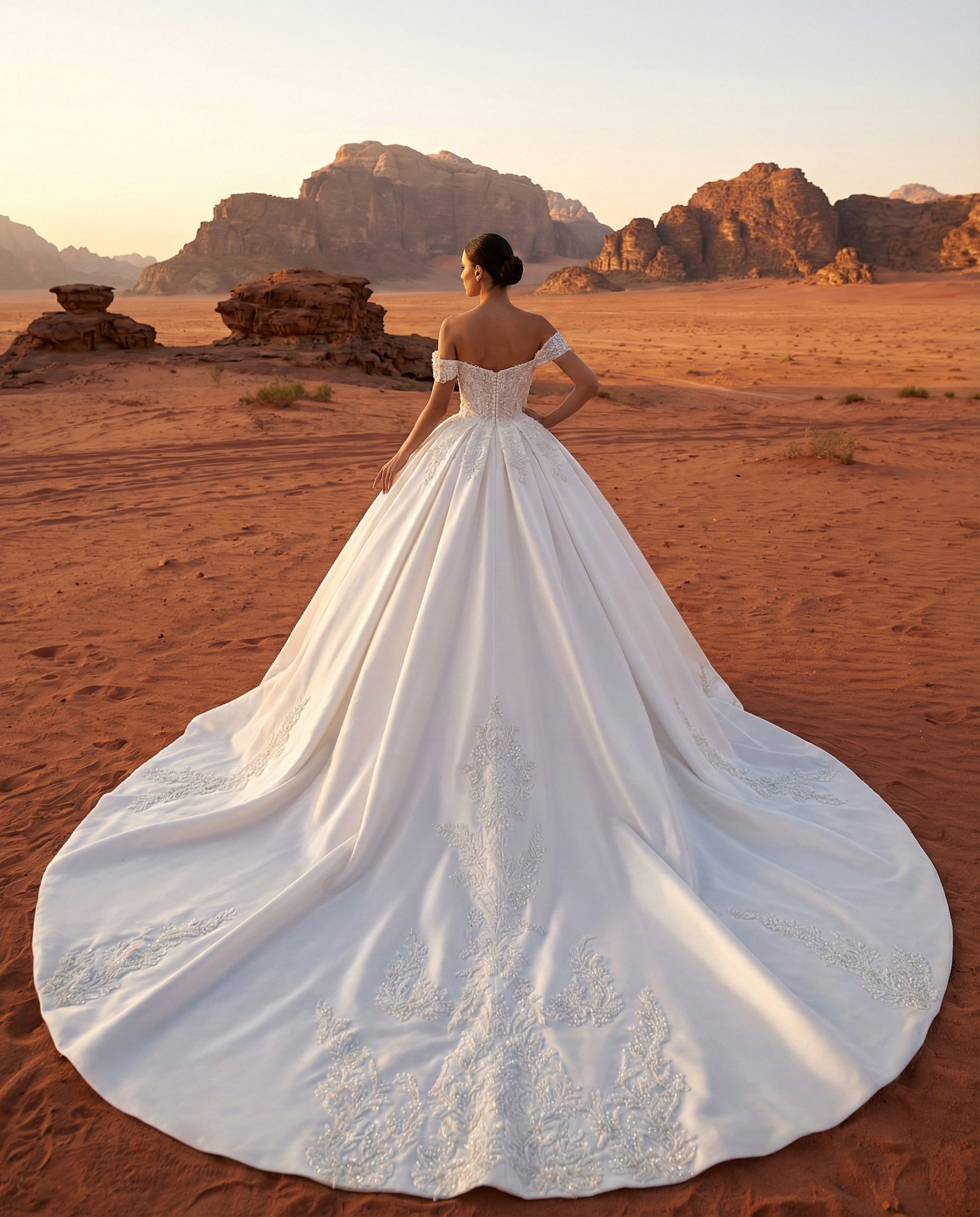 Abito da Sposa Principesco in Raso con Pizzo Floreale e Scollo a Cuore - LUIGI BRUNO - MODELLO LBS444