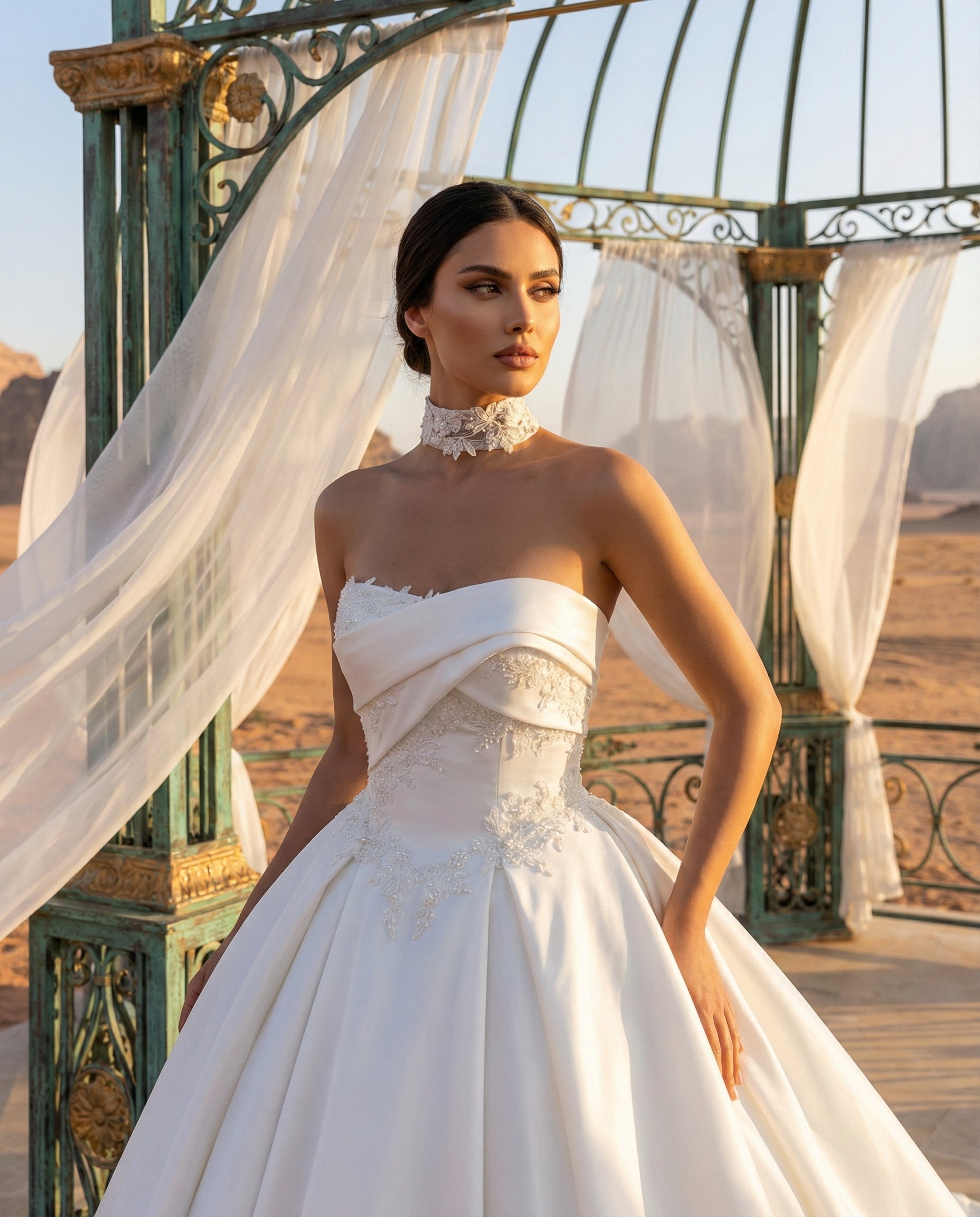 Abito da Sposa Principesco in Raso Strutturato con Ricami a Cascata – LUIGI BRUNO - Modello LBS 445