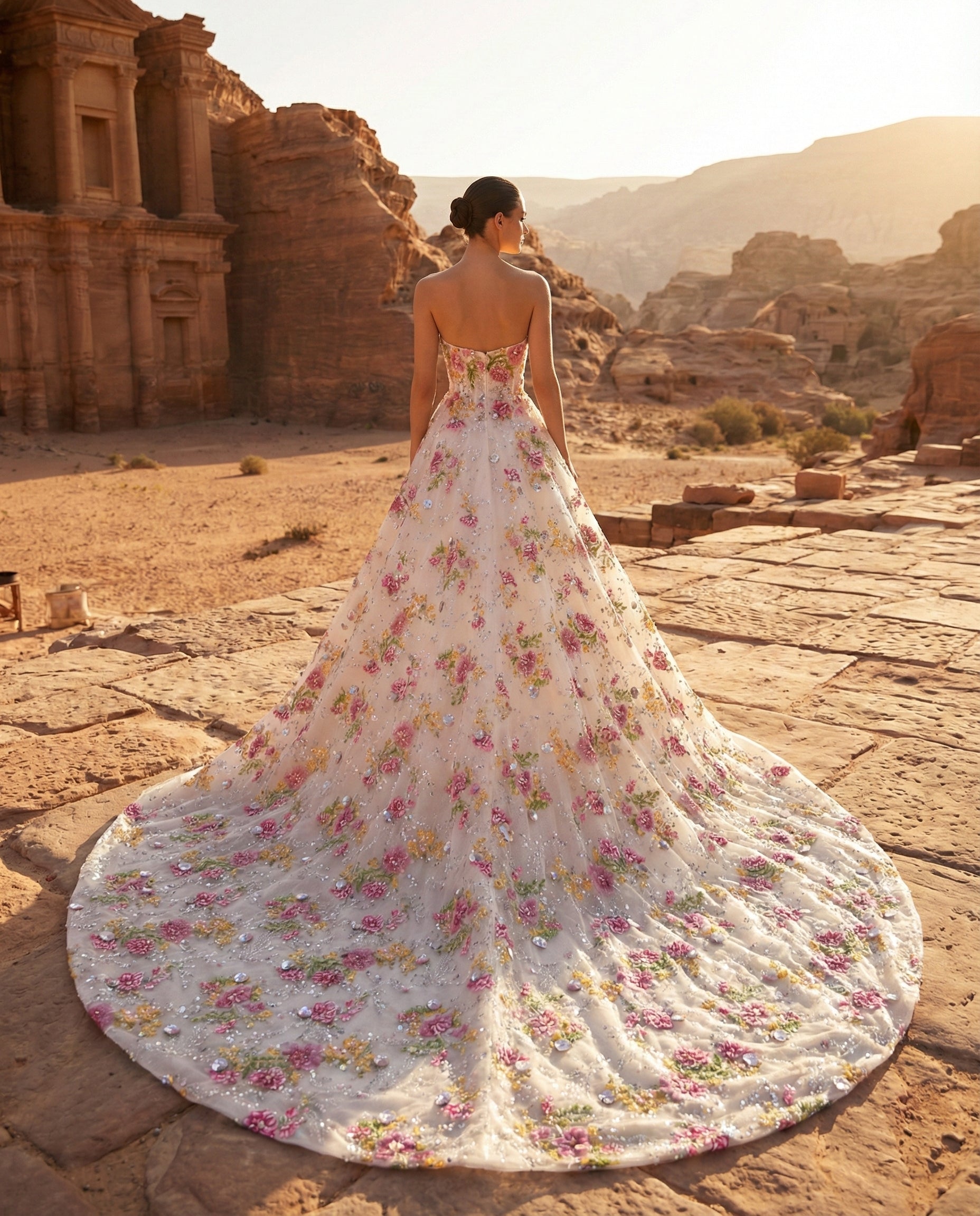 Abito Haute Couture con Ricami Floreali e Paillettes – LUIGI BRUNO - Modello LBS 446