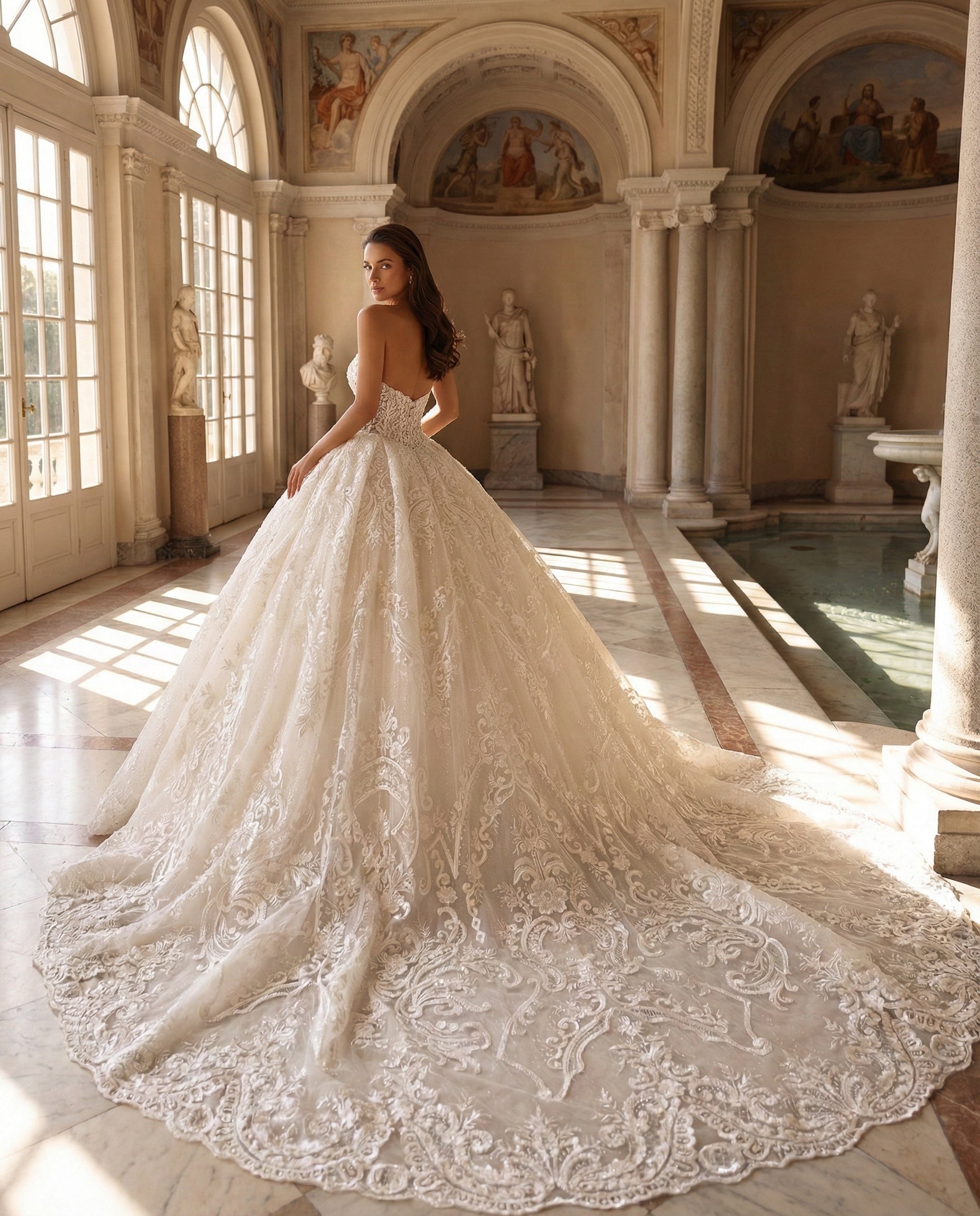 Abito da Sposa Principesco con Ricami in Pizzo Barocco – LUIGI BRUNO - Modello LBS 447