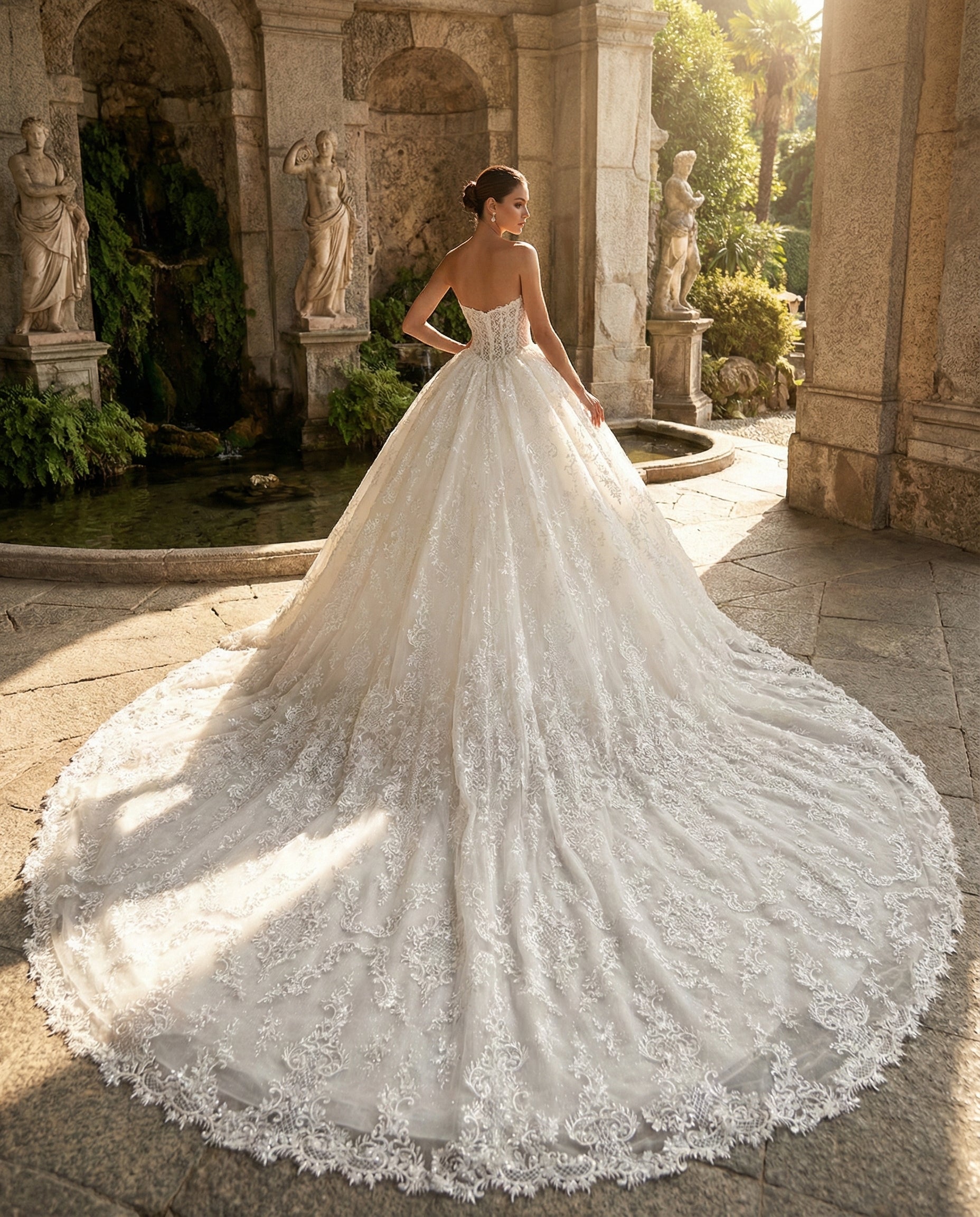 Abito da Sposa Principesco in Pizzo con Corpetto Bustier | Luigi Bruno-LBS 393