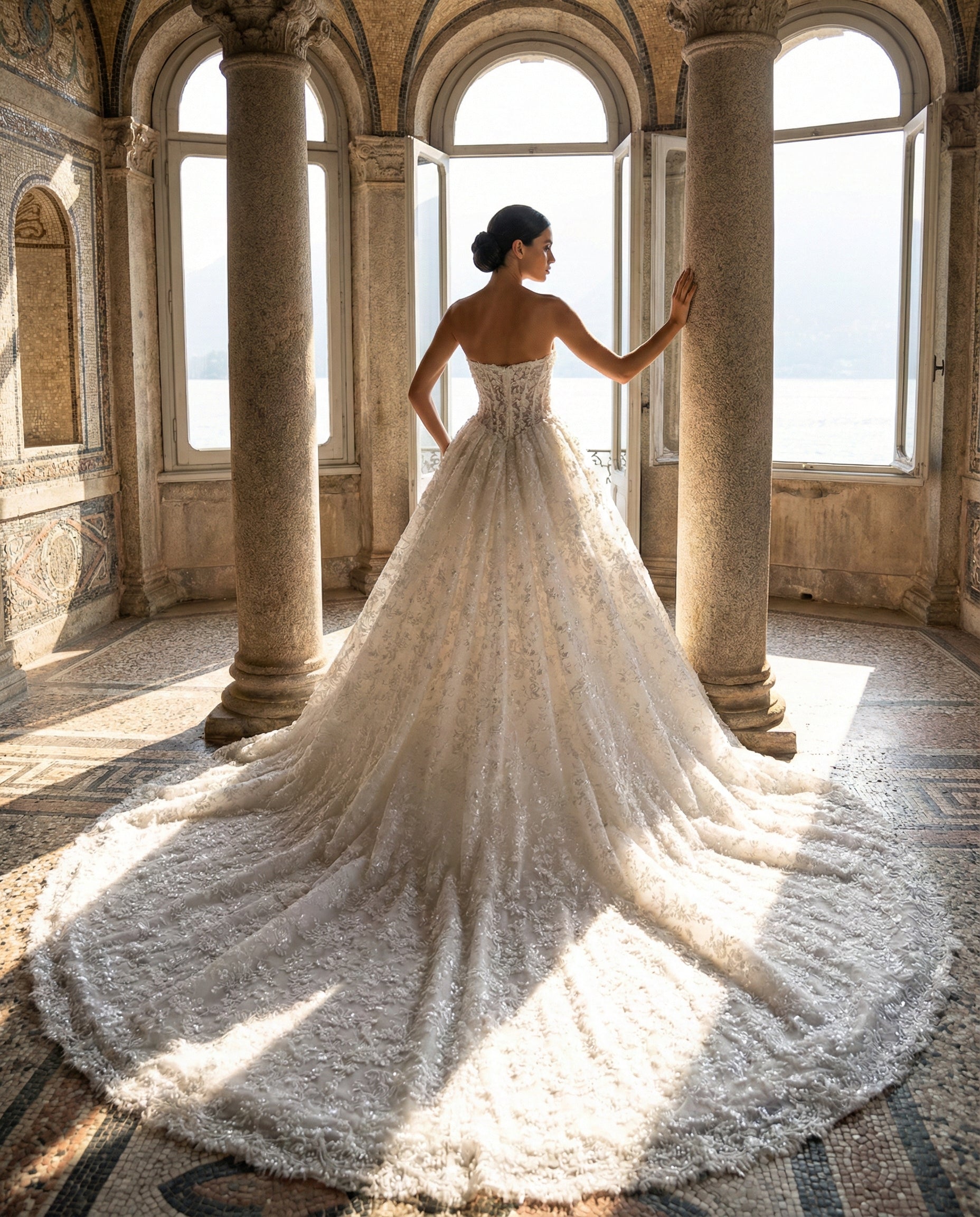 Abito da Sposa Principesco | Corpetto Gioiello e Pizzo - Luigi Bruno -LBS 394