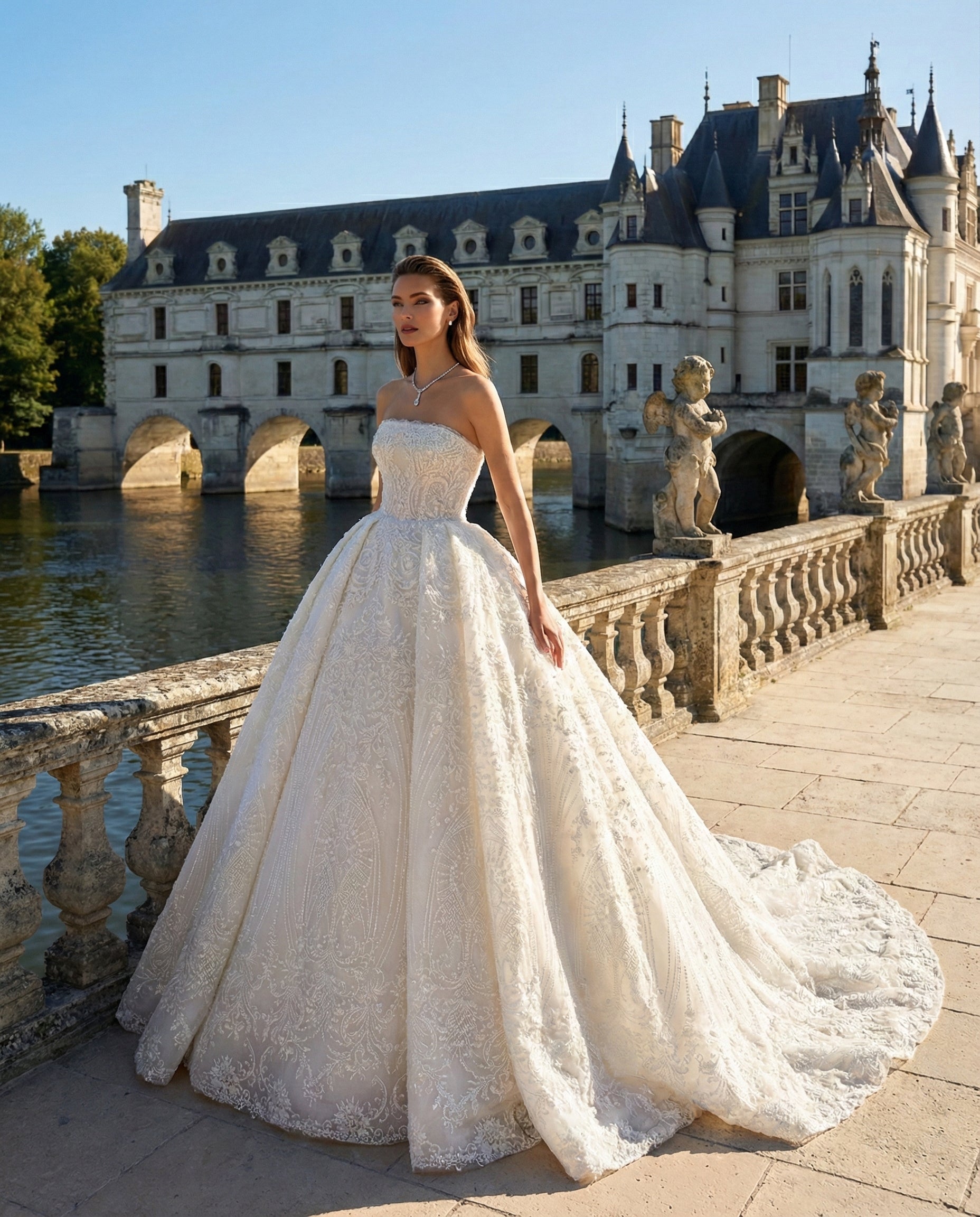 Abito da Sposa Principesco in Pizzo Ricamato con Strascico - MARA RAMIREZ - Modello SPR291