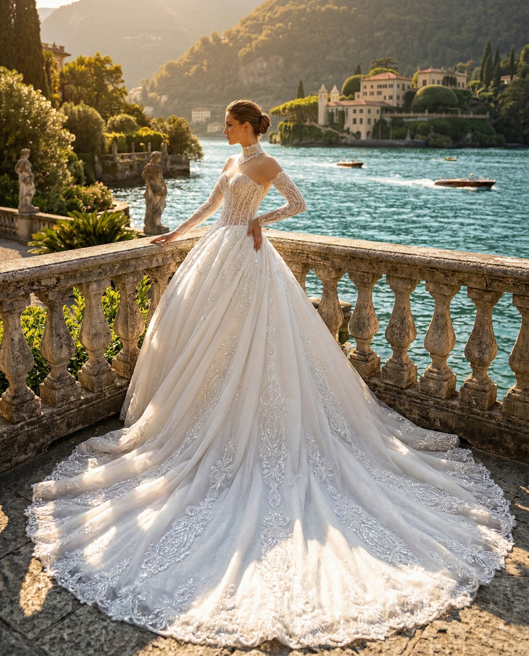 Abito da Sposa Principesco con Corsetto Gioiello e Maniche in Pizzo – MARA RAMIREZ - Modello SPR 299