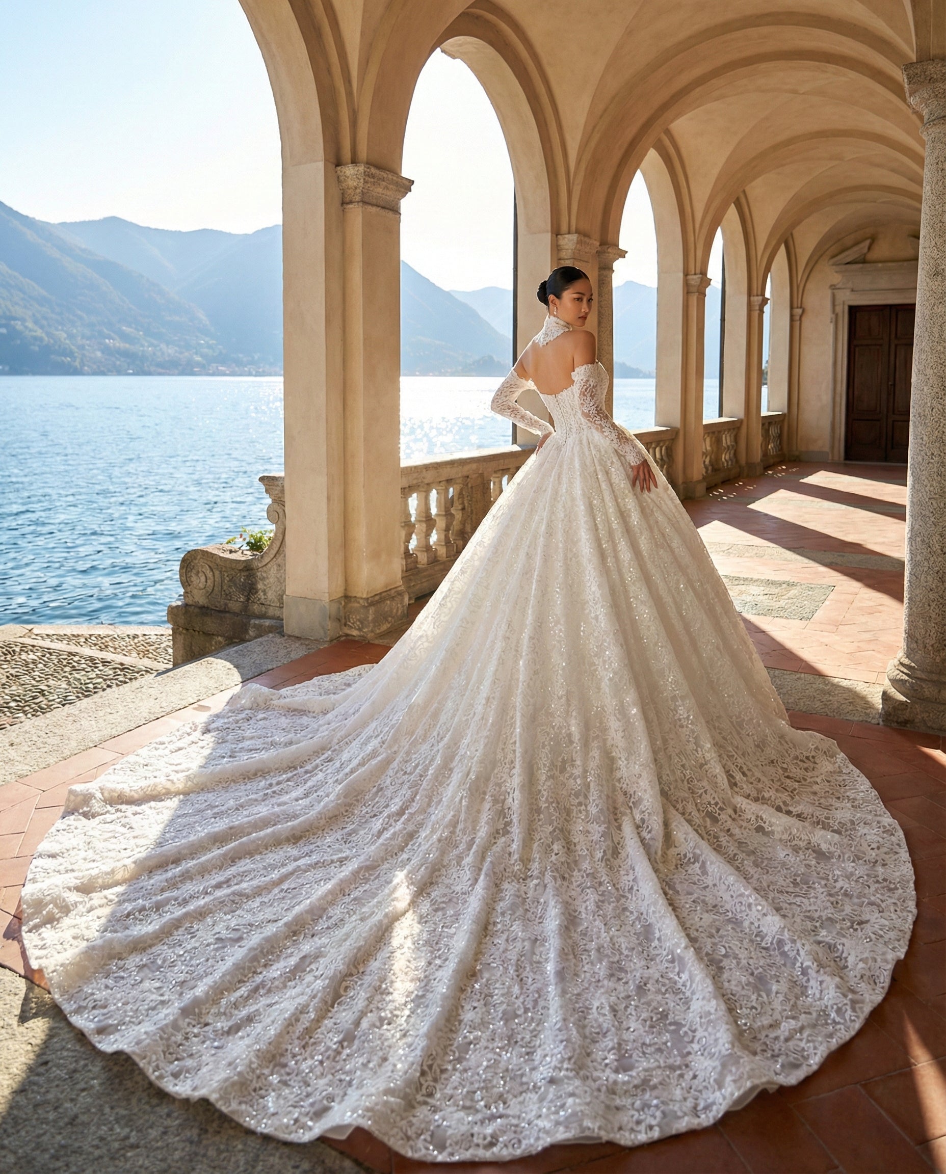 Abito da Sposa in Pizzo Stile Principessa con Corsetto e Maniche Lunghe |MARA RAMIREZ - Modello SPR 303