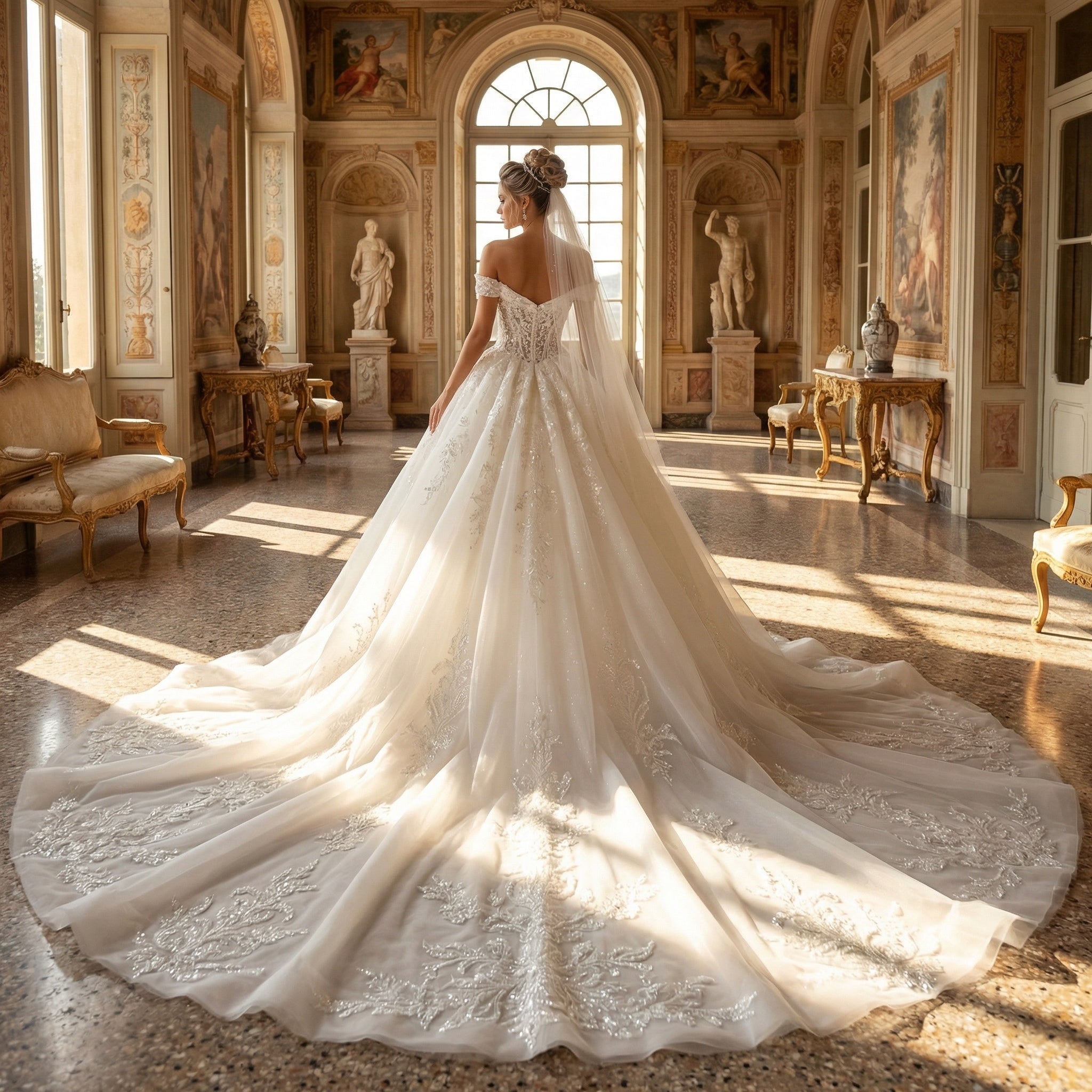 Abito da Sposa Principesco in Tulle e Pizzo con Scollo Omerale - MARA RAMIREZ - Modello SPR 304