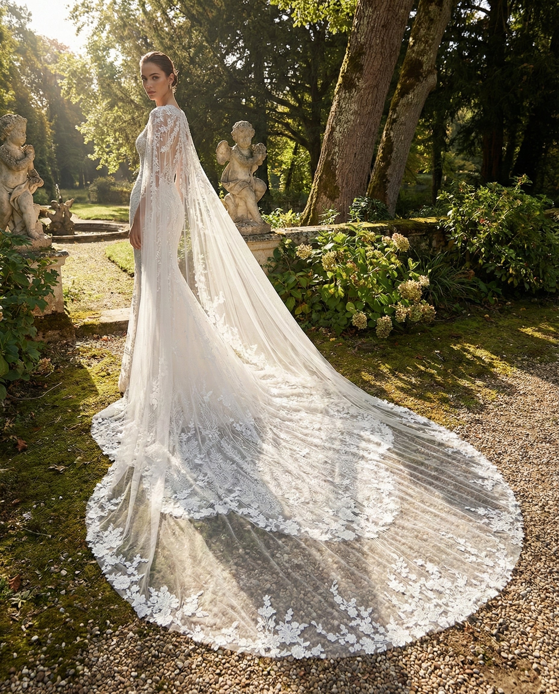 Abito da Sposa a Sirena Gioiello con Mantella e Scollo a Goccia - MARA RAMIREZ - Modello SPR 307