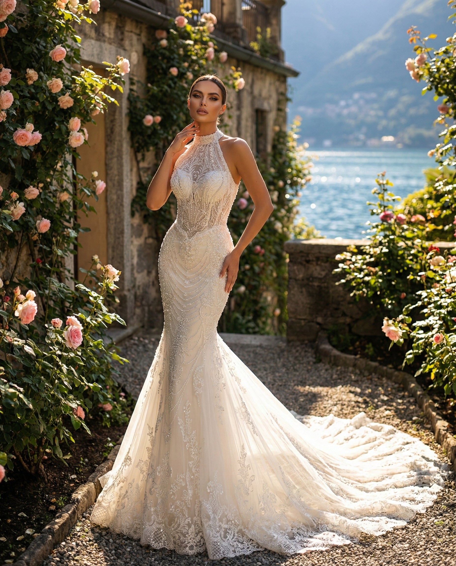 Abito da Sposa a Sirena con Ricami Gioiello e Scollo all'Americana – MARA RAMIREZ - Modello SPR 313