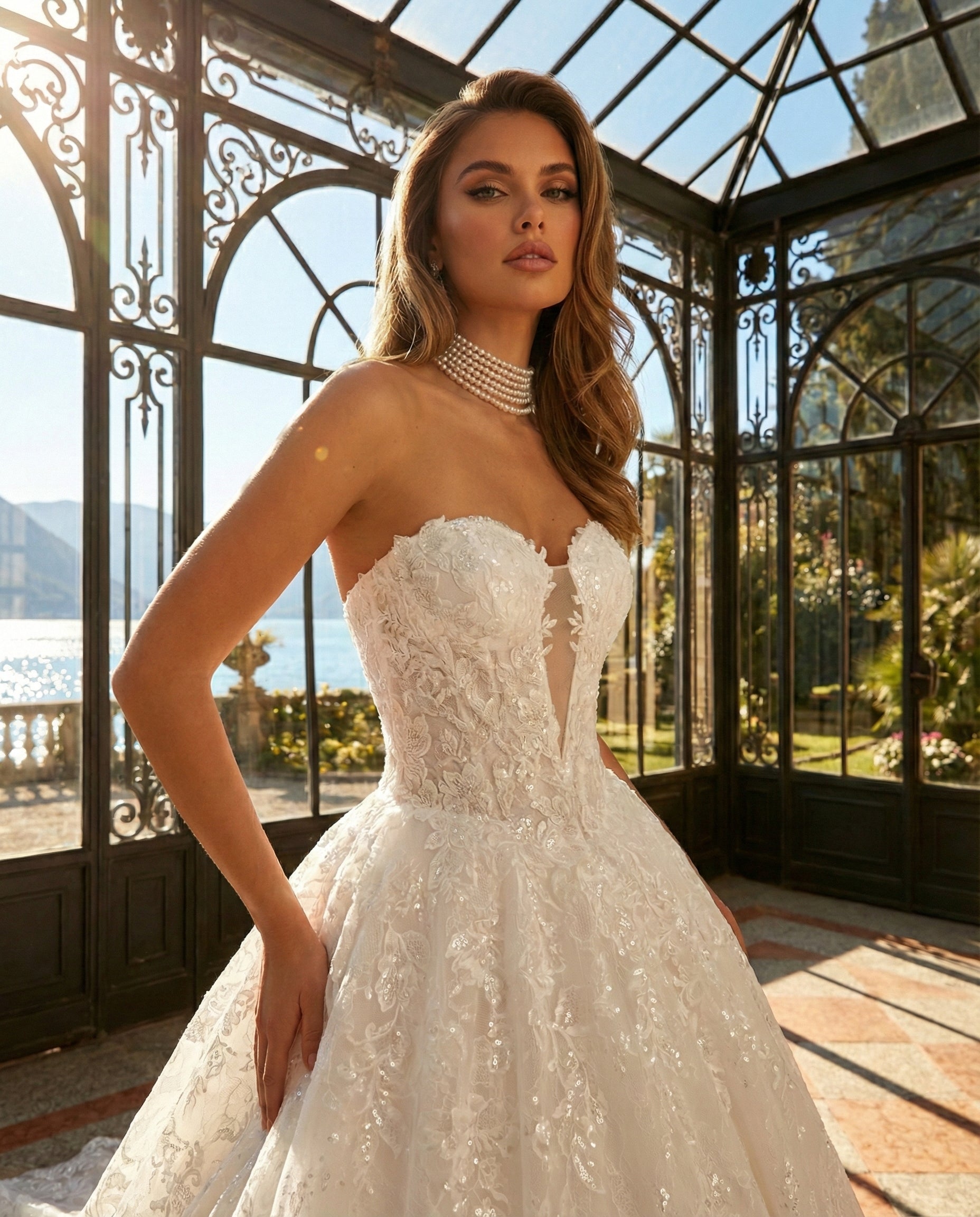 Abito da Sposa Principessa in Pizzo con Scollo a Cuore Illusione |MARA RAMIREZ - Modello SPR 319