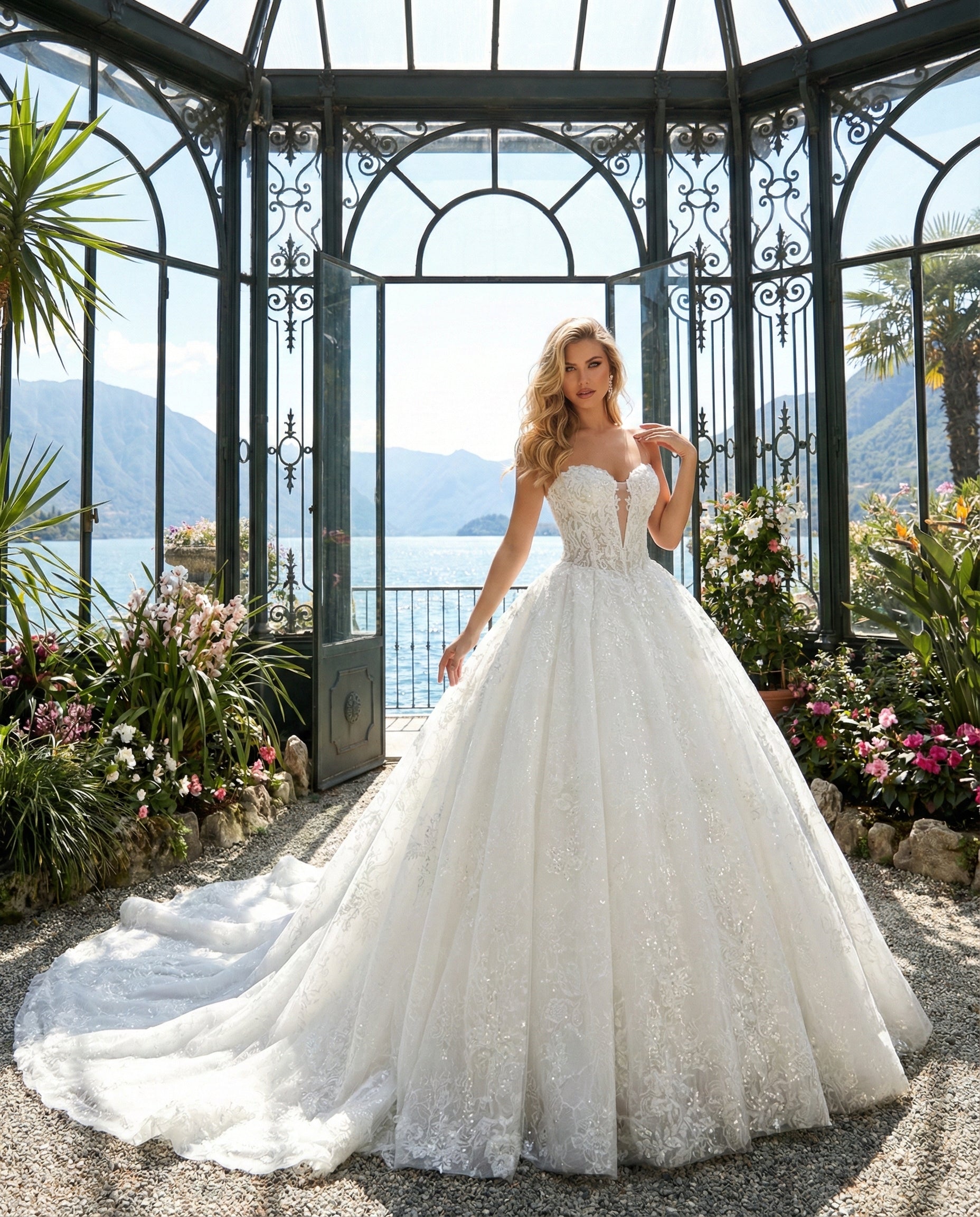 Abito da Sposa Principessa in Pizzo con Scollo a Cuore Illusione |MARA RAMIREZ - Modello SPR 319