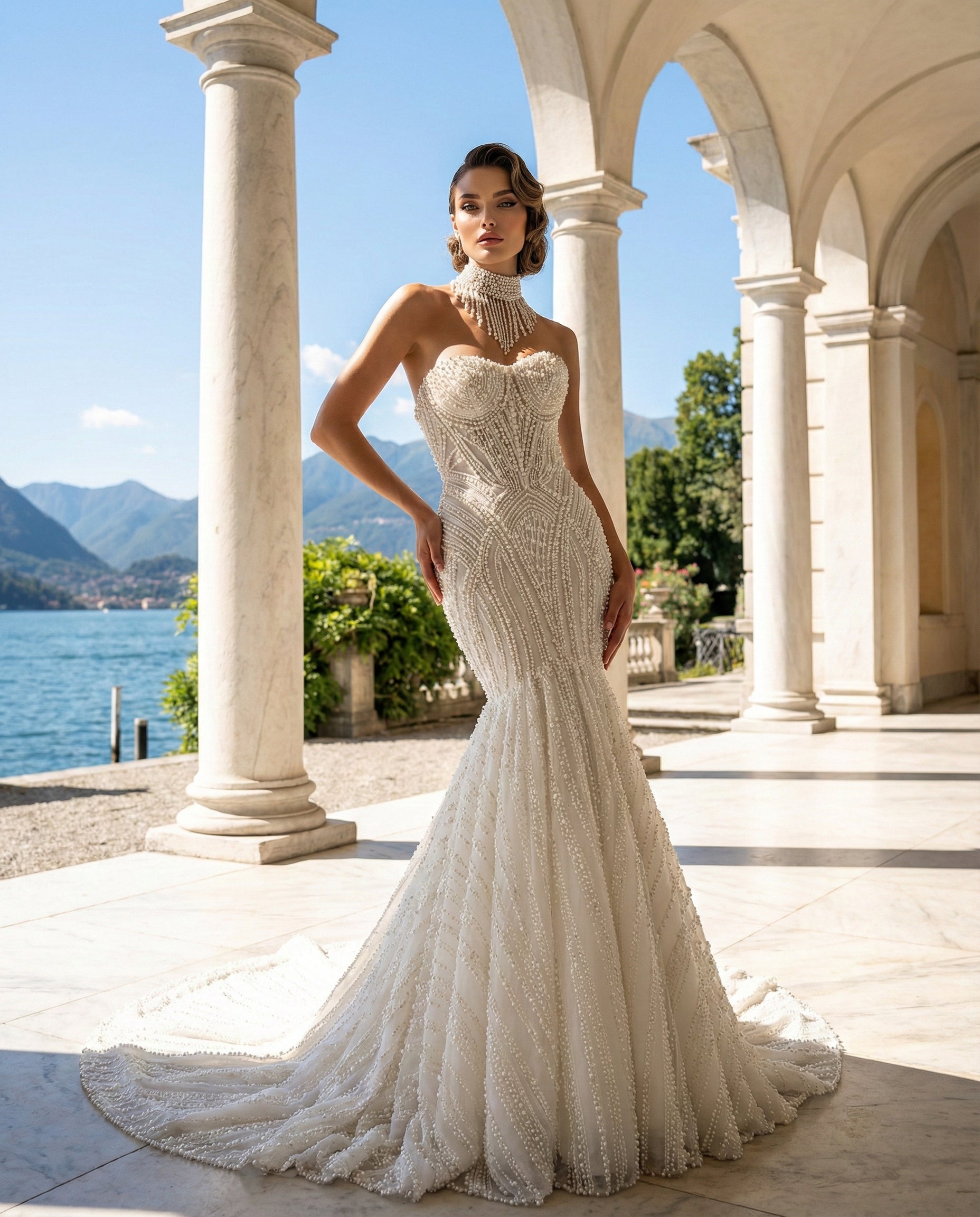 Abito da Sposa a Sirena "Gioiello" con Ricami in Perle All-Over-Luigi Bruno - LBS398