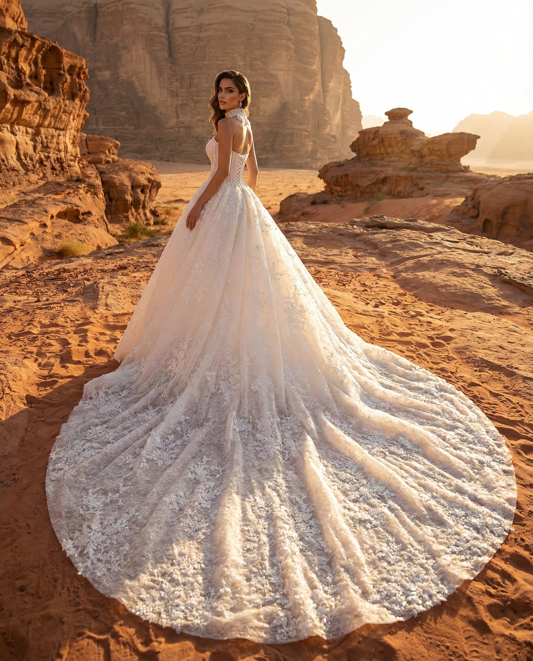 Abito da Sposa Principesco in Pizzo con Corpetto a Corsetto ed Effetto Illusione – Luigi Bruno- Modello LBS 410