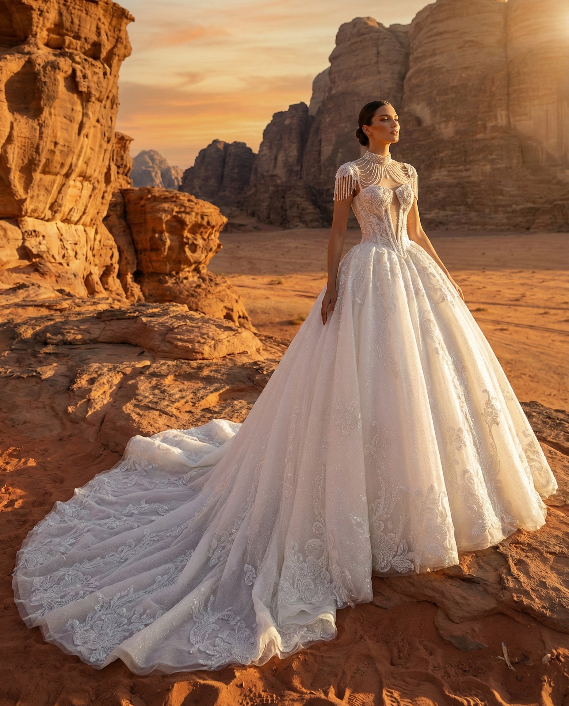 Abito da Sposa Principessa con Corpetto Gioiello e Strascico - LUIGI BRUNO - MODELLO LBS412