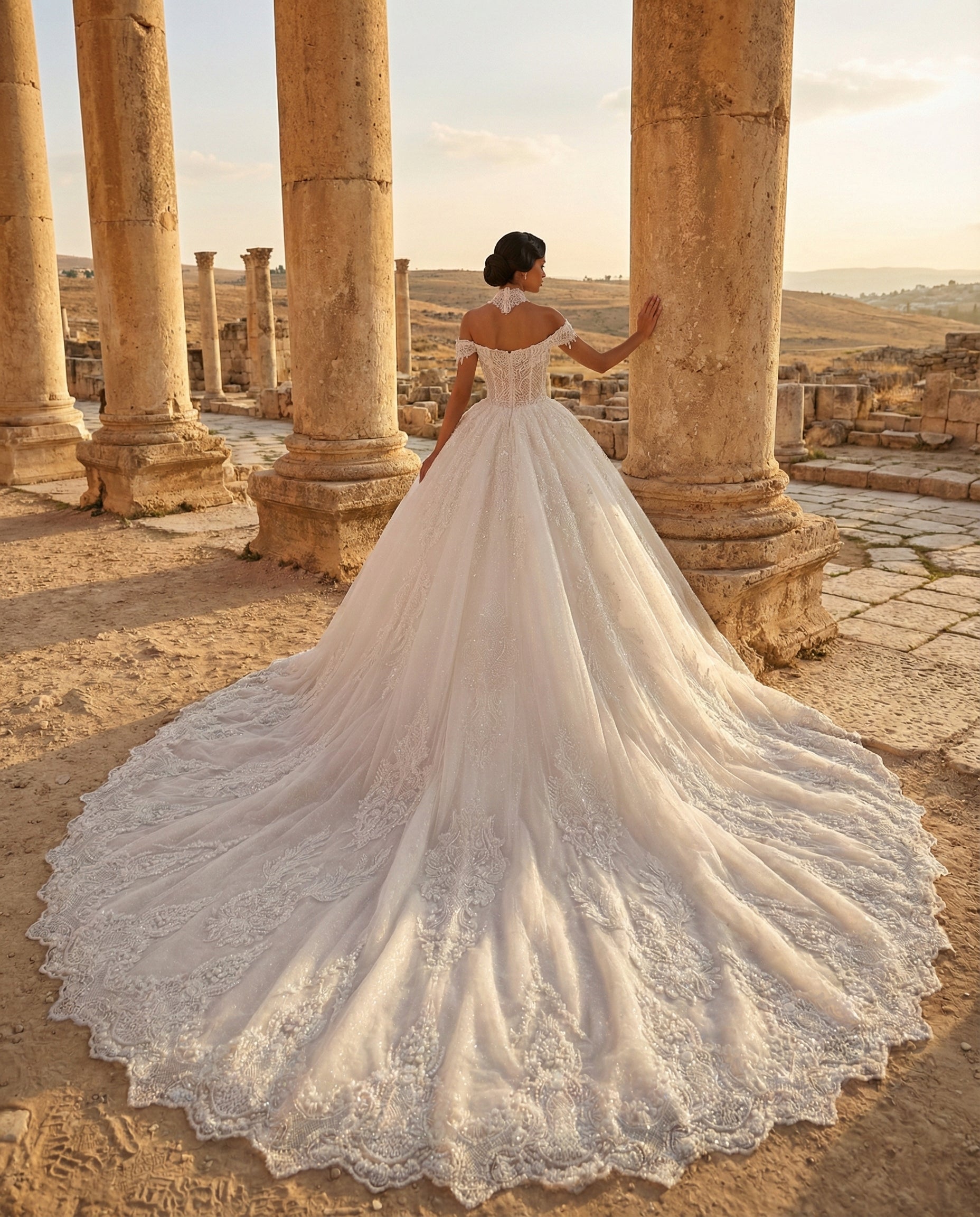 Abito da Sposa Principesco in Pizzo con Scollo a Cuore e Strascico Cattedrale | LUIGI BRUNO - Modello LBS414