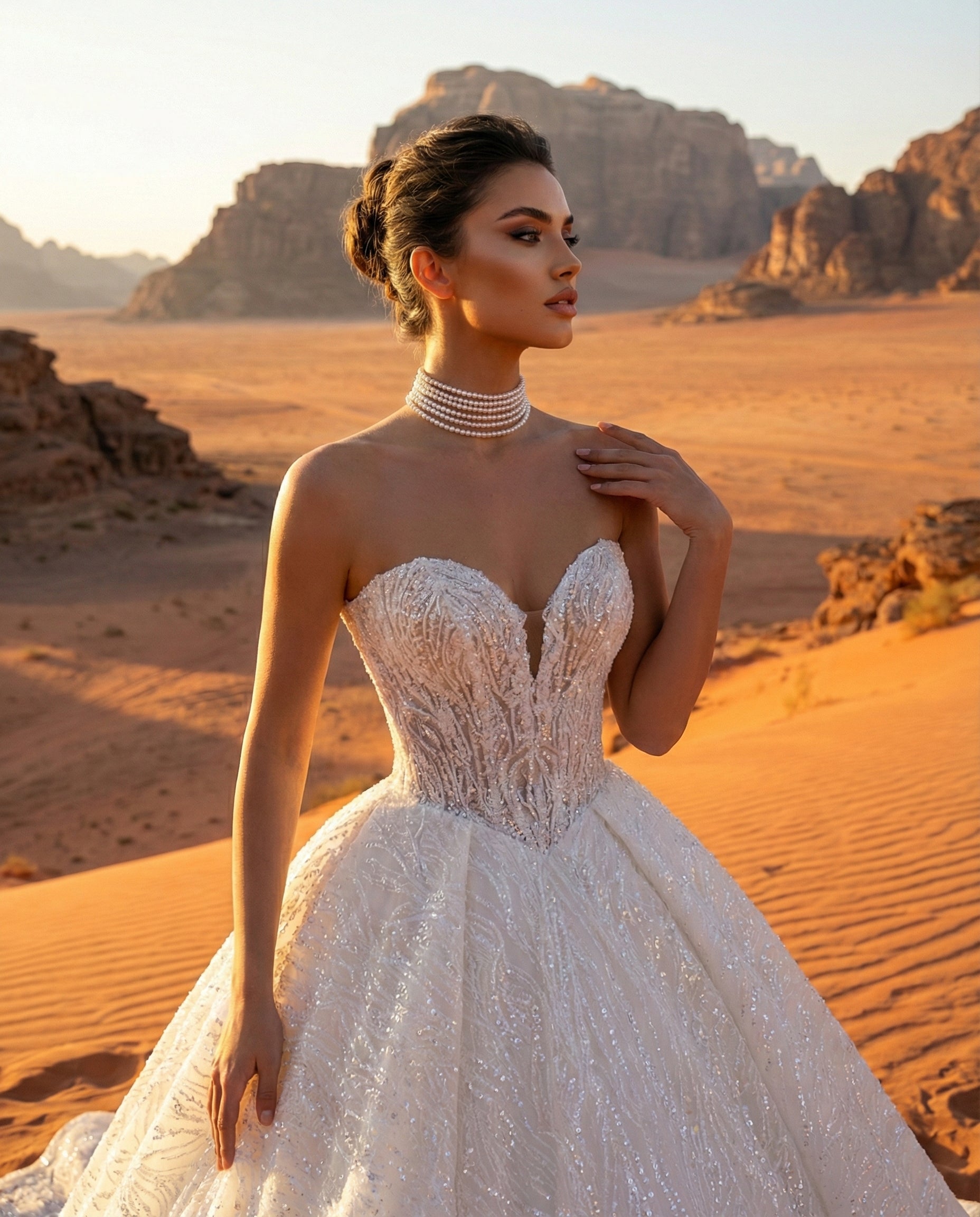 Abito da Sposa Modello Principessa in Tulle Scintillante con Scollo a Cuore - LUIGI BRUNO - Modello LBS 417