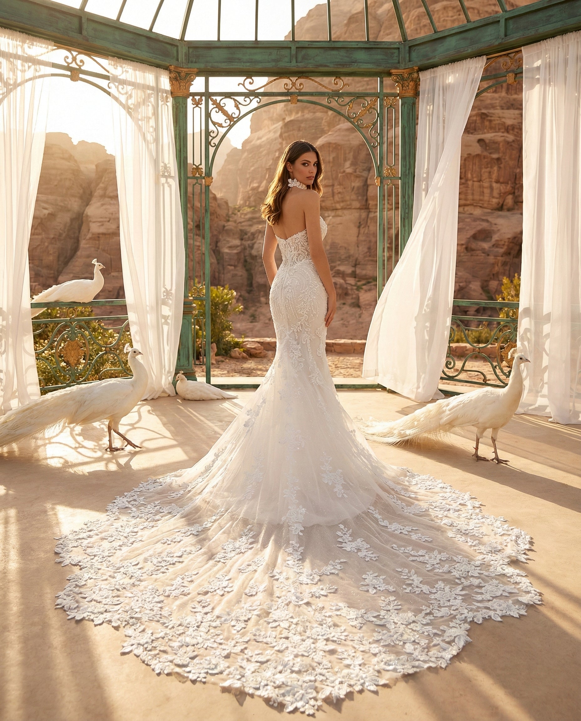 Abito da Sposa a Sirena Haute Couture con Ricami in Pizzo e Strascico Cattedrale - LUIGI BRUNO - MODELLO LBS419