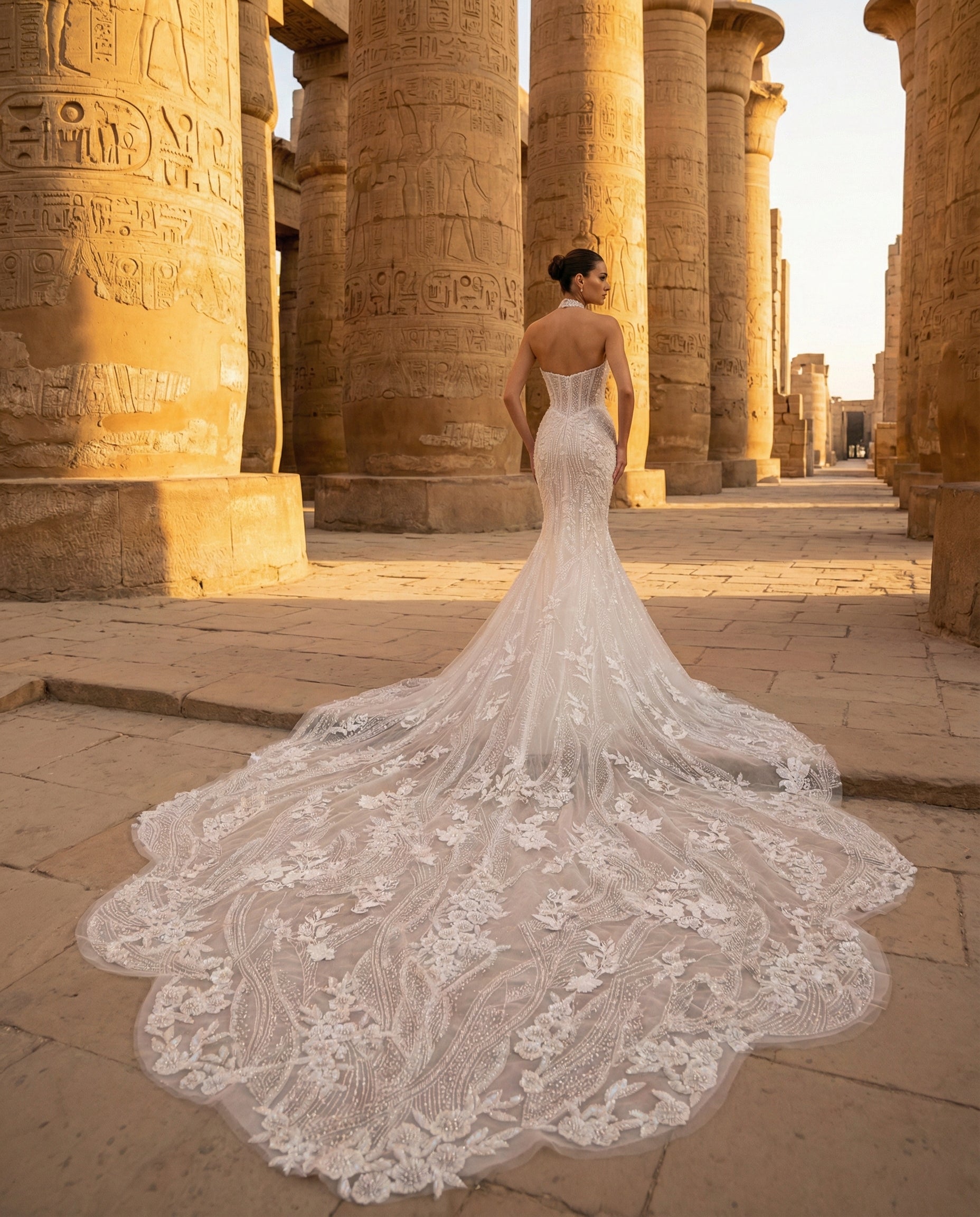 Abito da Sposa a Sirena con Collo Alto, Corsetto Strutturato e Ricami in Cristallo LUIGI BRUNO - MODELLO LBS420