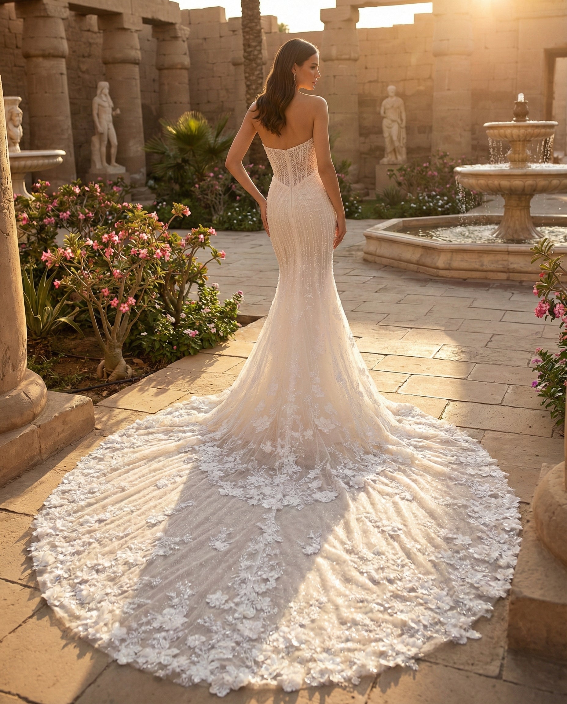 Abito da Sposa a Sirena di Lusso con Mantella e Ricami 3D | LUIGI BRUNO - Modello LBS 428