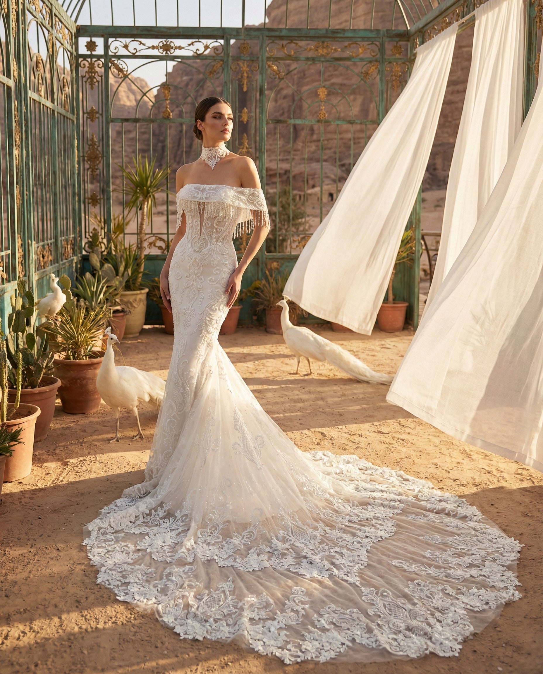 Abito da Sposa a Sirena Lusso con Ricami Preziosi e Strascico Cattedrale - LUIGIBRUNO - MODELLO LBS431
