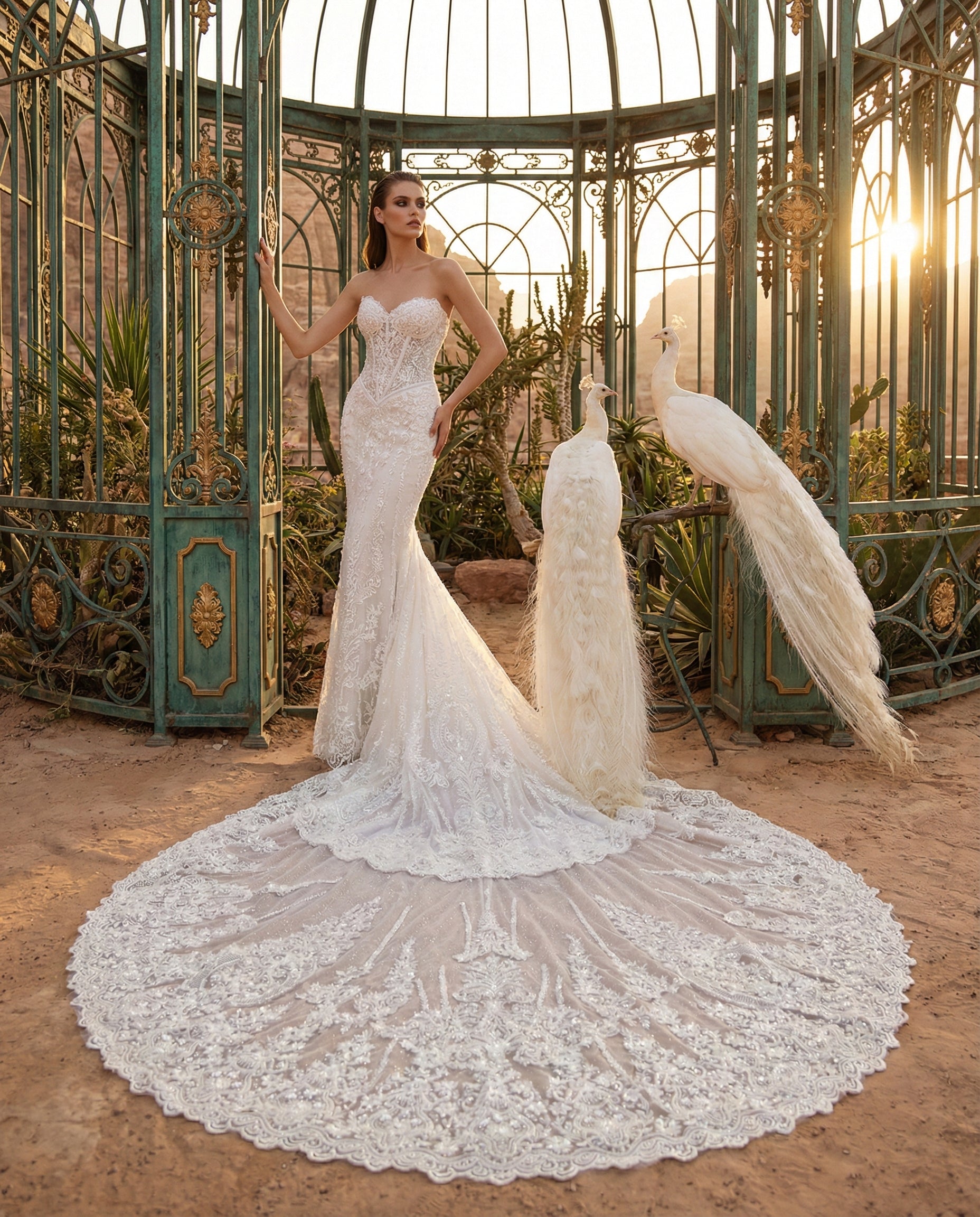 Abito da Sposa a Sirena in Pizzo con Corpetto Bustier e Maniche Staccabili - LUIGI BRUNO - Modello LBS 437
