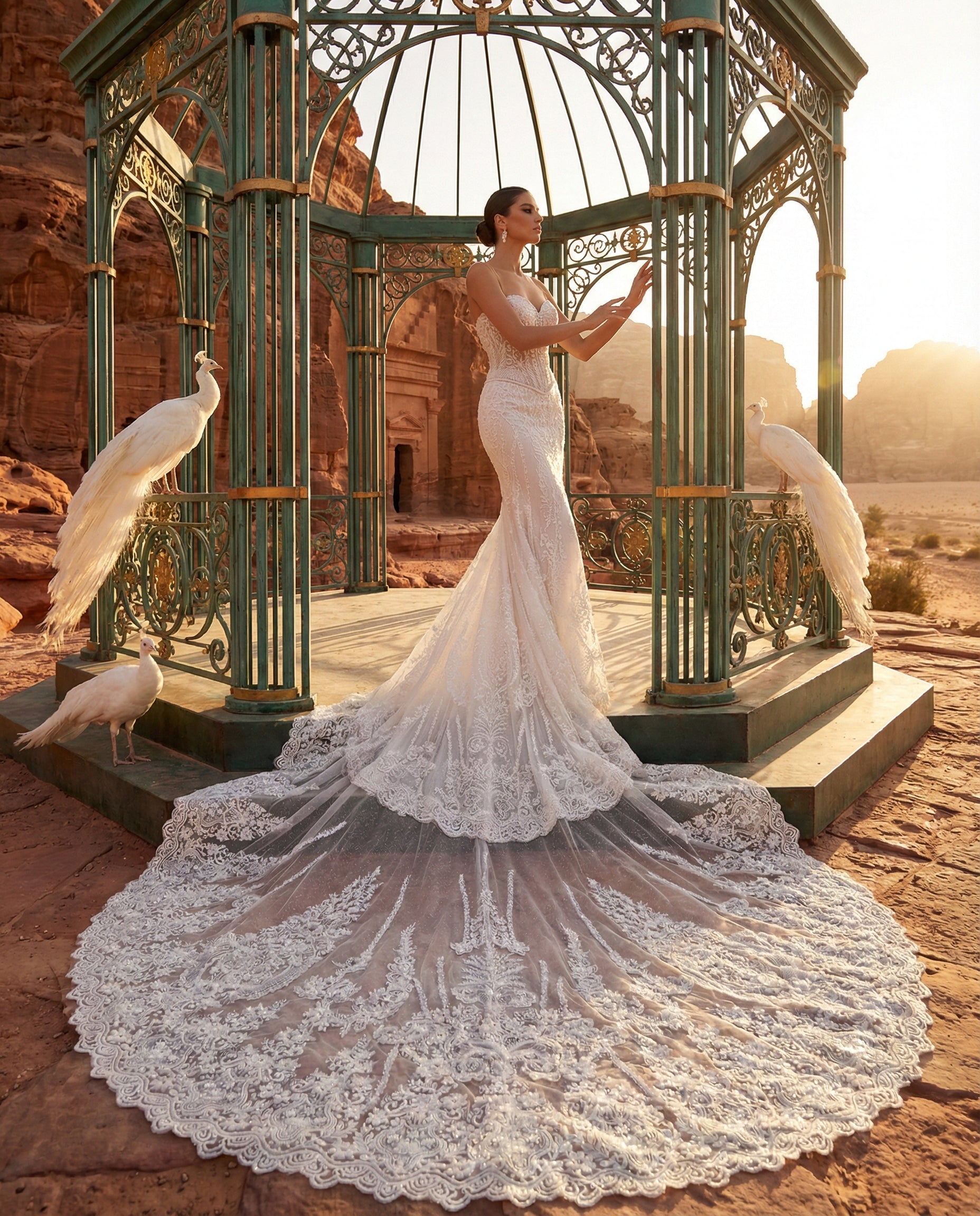 Abito da Sposa a Sirena in Pizzo con Corpetto Bustier e Maniche Staccabili - LUIGI BRUNO - Modello LBS 437