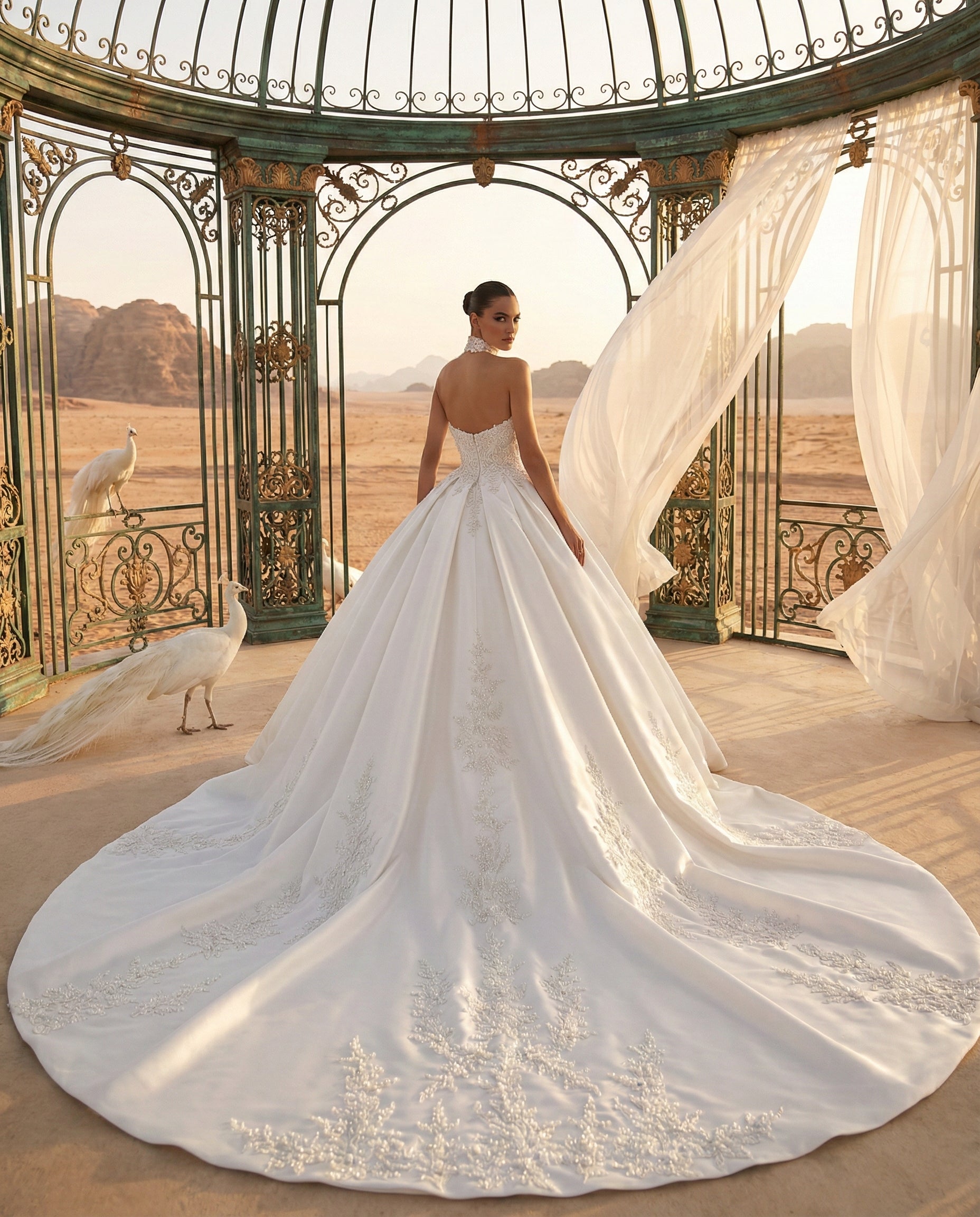 Abito da Sposa Principesco in Raso Strutturato con Ricami a Cascata – LUIGI BRUNO - Modello LBS 445