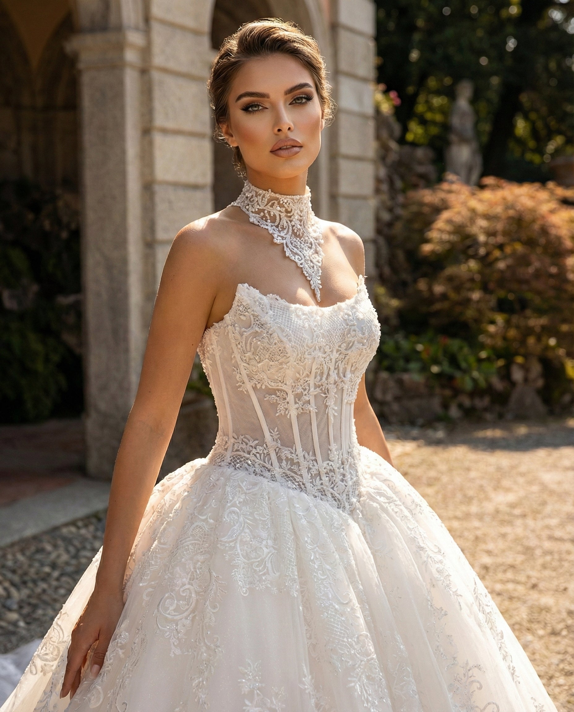 Abito da Sposa Principesco in Pizzo con Corpetto Bustier | Luigi Bruno-LBS 393