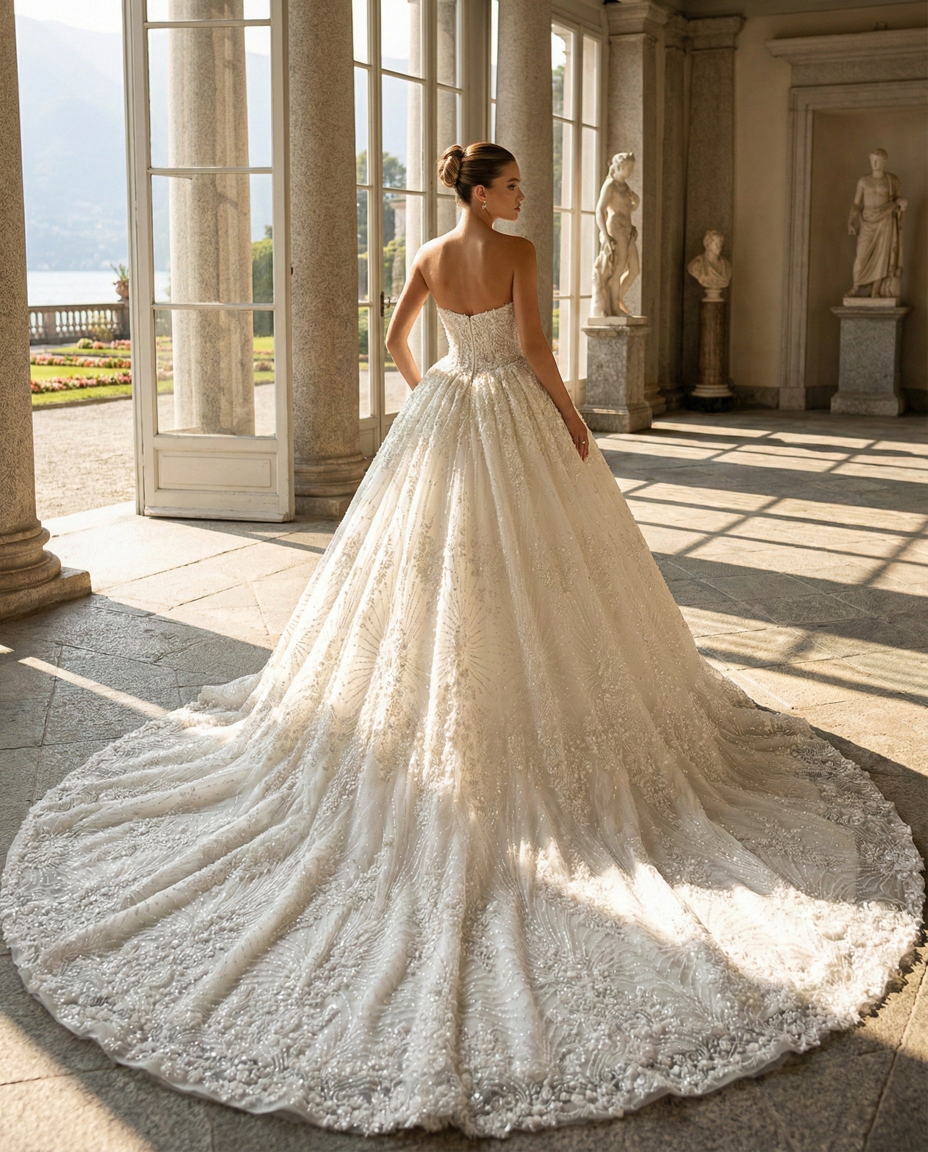 Abito da Sposa Principessa con Scollo a Cuore e Ricami in Cristallo-Luigi Bruno - LBS 397
