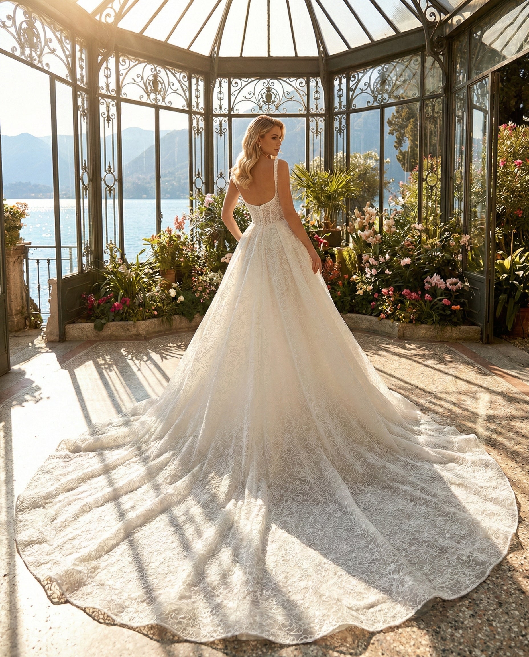 Abito da Sposa Romantico in Pizzo Floreale con Scollo Quadrato e Corpetto a Bustier E Sopragonna Staccabile - MARA RAMIREZ - MODELLO SPR293