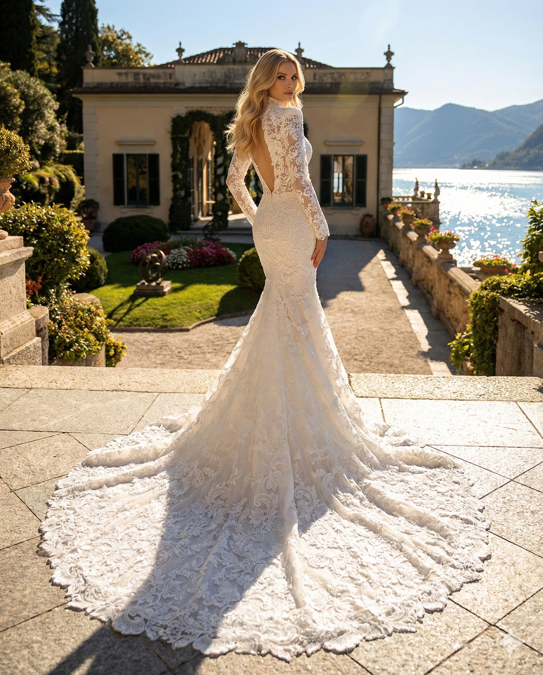 Abito da Sposa a Sirena in Pizzo con Maniche Lunghe e Collo Alto - MARA RAMIREZ - MODELLO SPR300