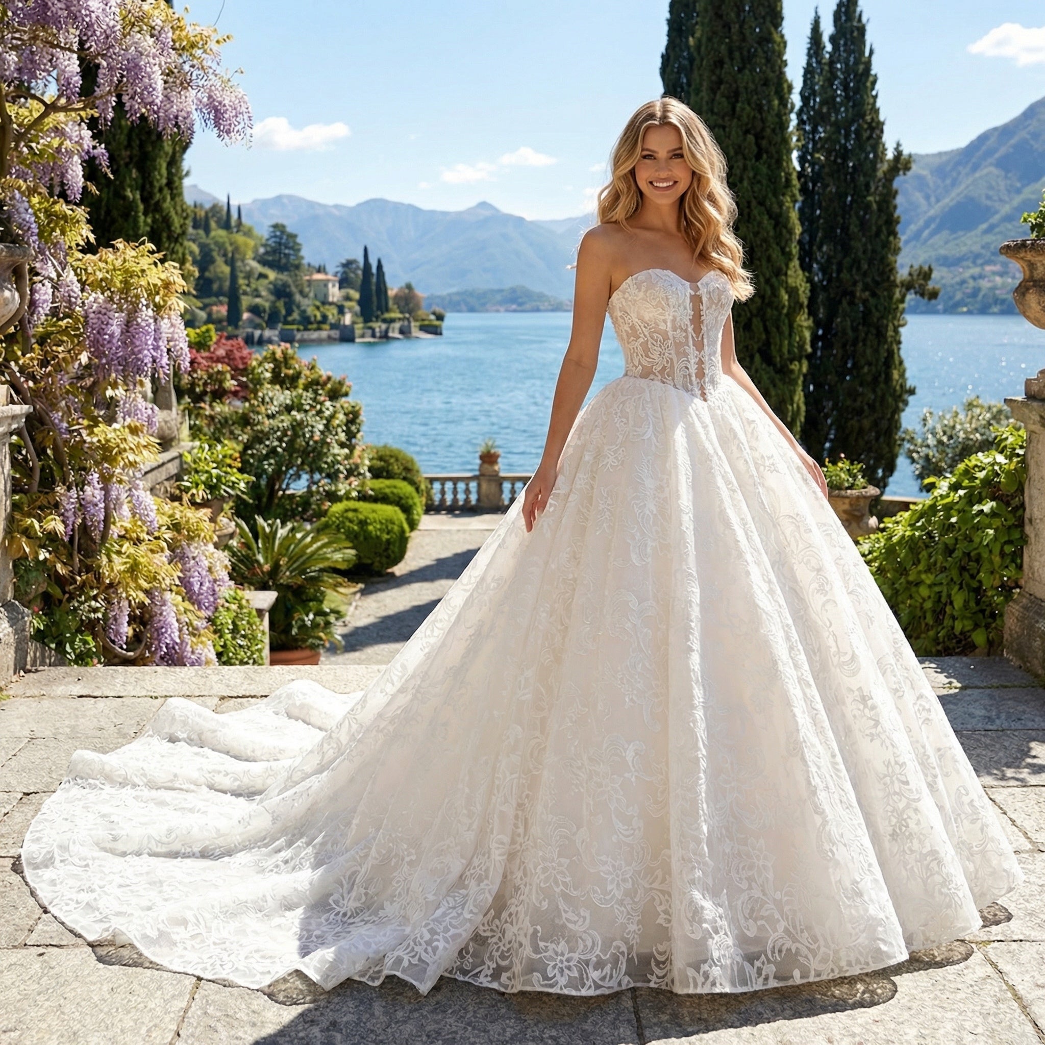 Abito da Sposa Principessa in Pizzo Floreale con Scollo a Cuore |MARA RAMIREZ - Modello SPR 302