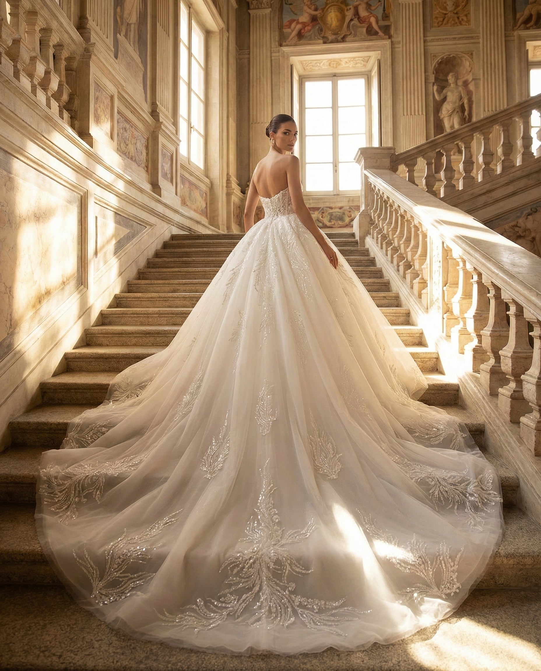 Abito da Sposa Modello Principessa con Corpetto Gioiello e Strascico - MARA RAMIREZ - SPR 306