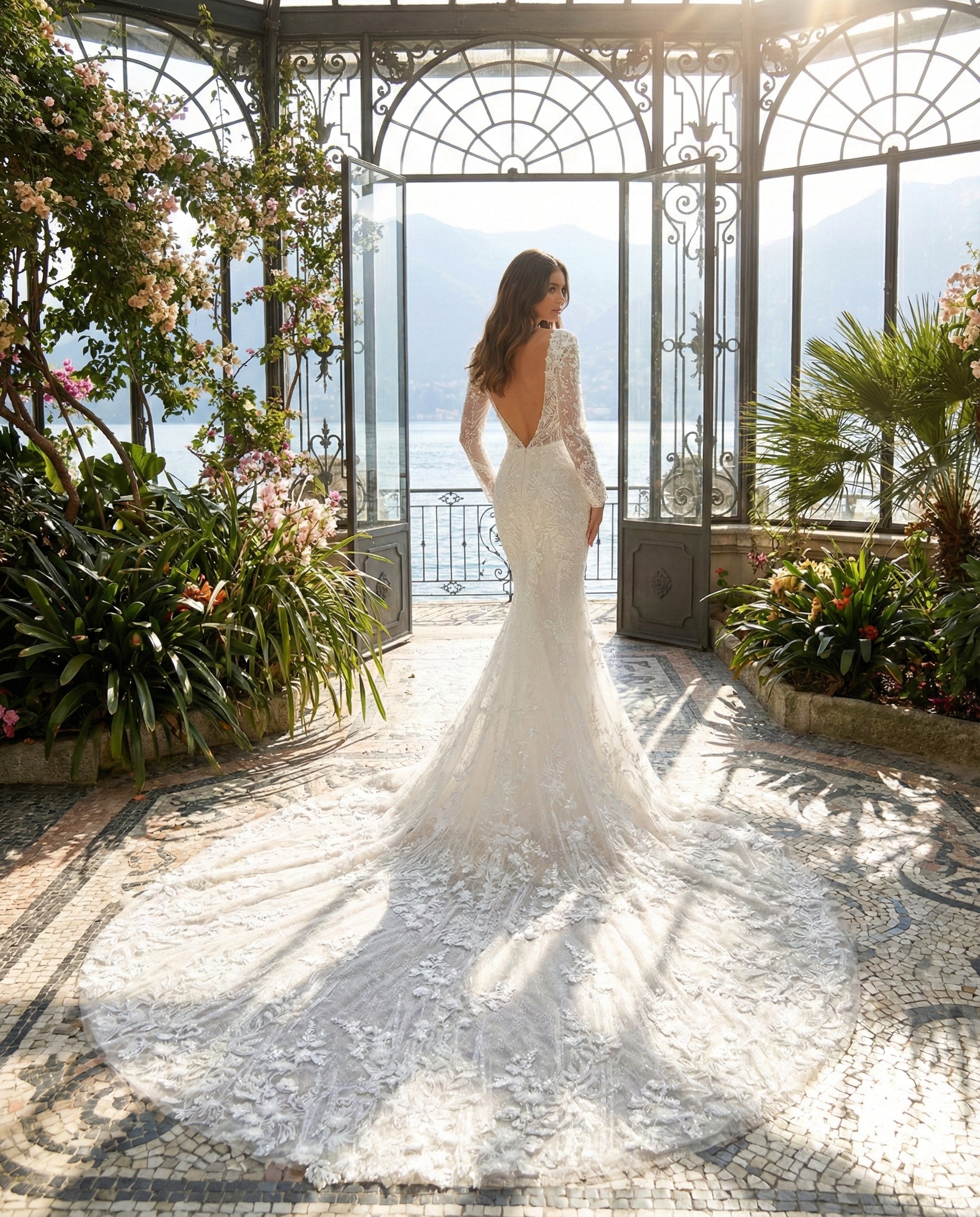 Abito da Sposa Sirena in Pizzo con Sopragonna Staccabile e Collo Alto - MARAR RAMIREZ - Modello SPR 311
