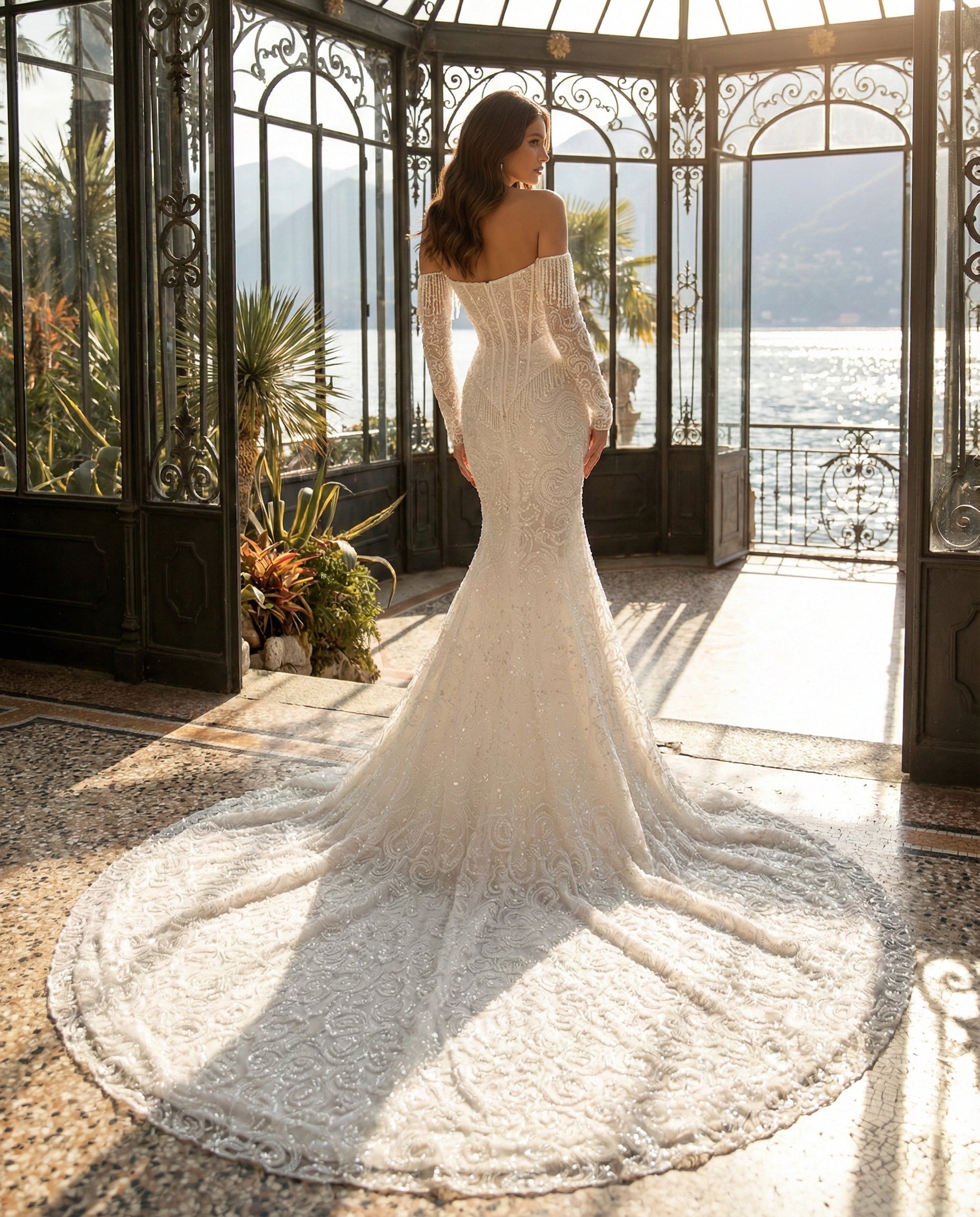 Abito da Sposa a Sirena Lussuoso con Corsetto Strutturato e Maniche Ricamate Removibili - MARA RAMIREZ - SPR321